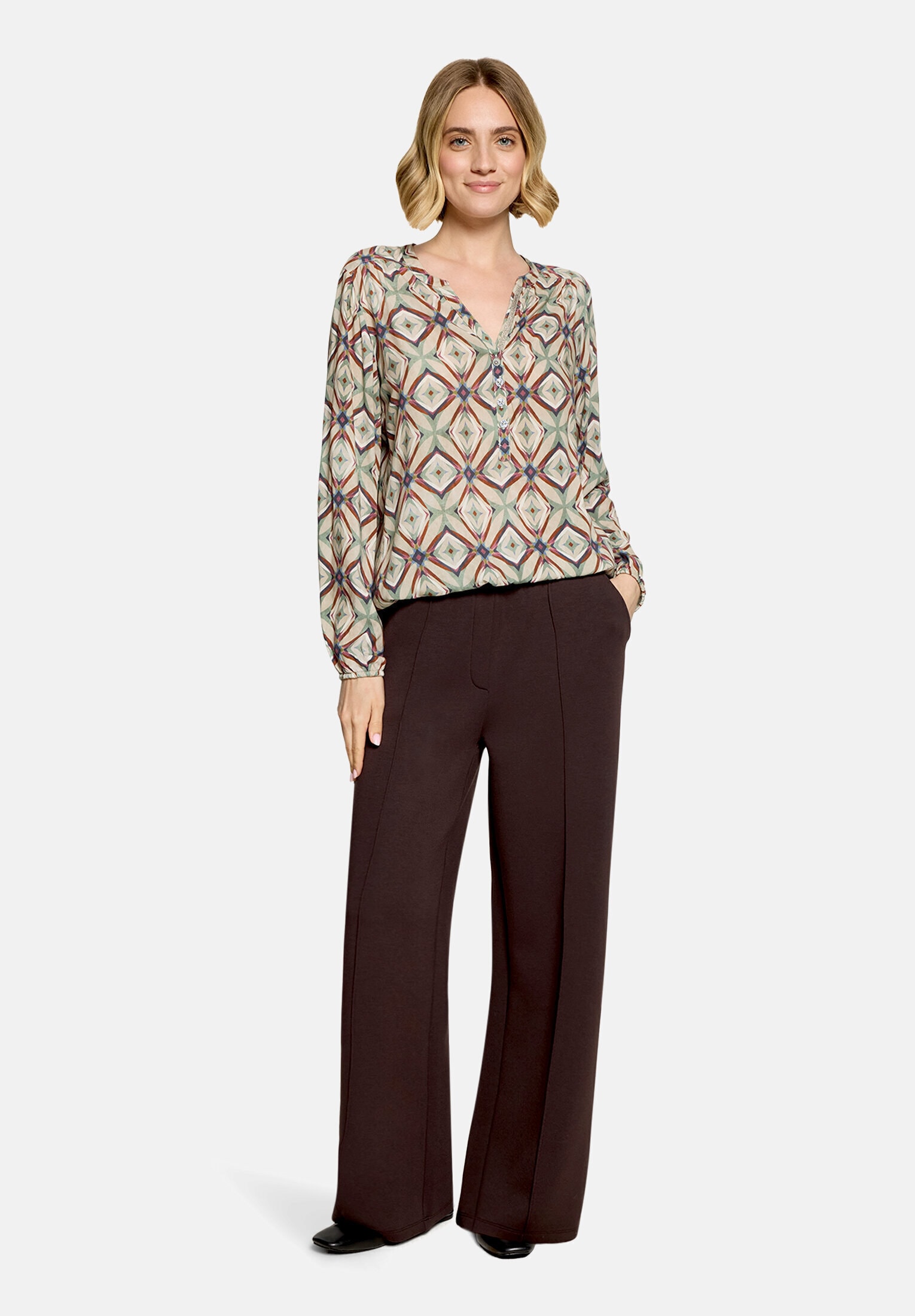 Cartoon Schlupfbluse "Damen mit Muster"