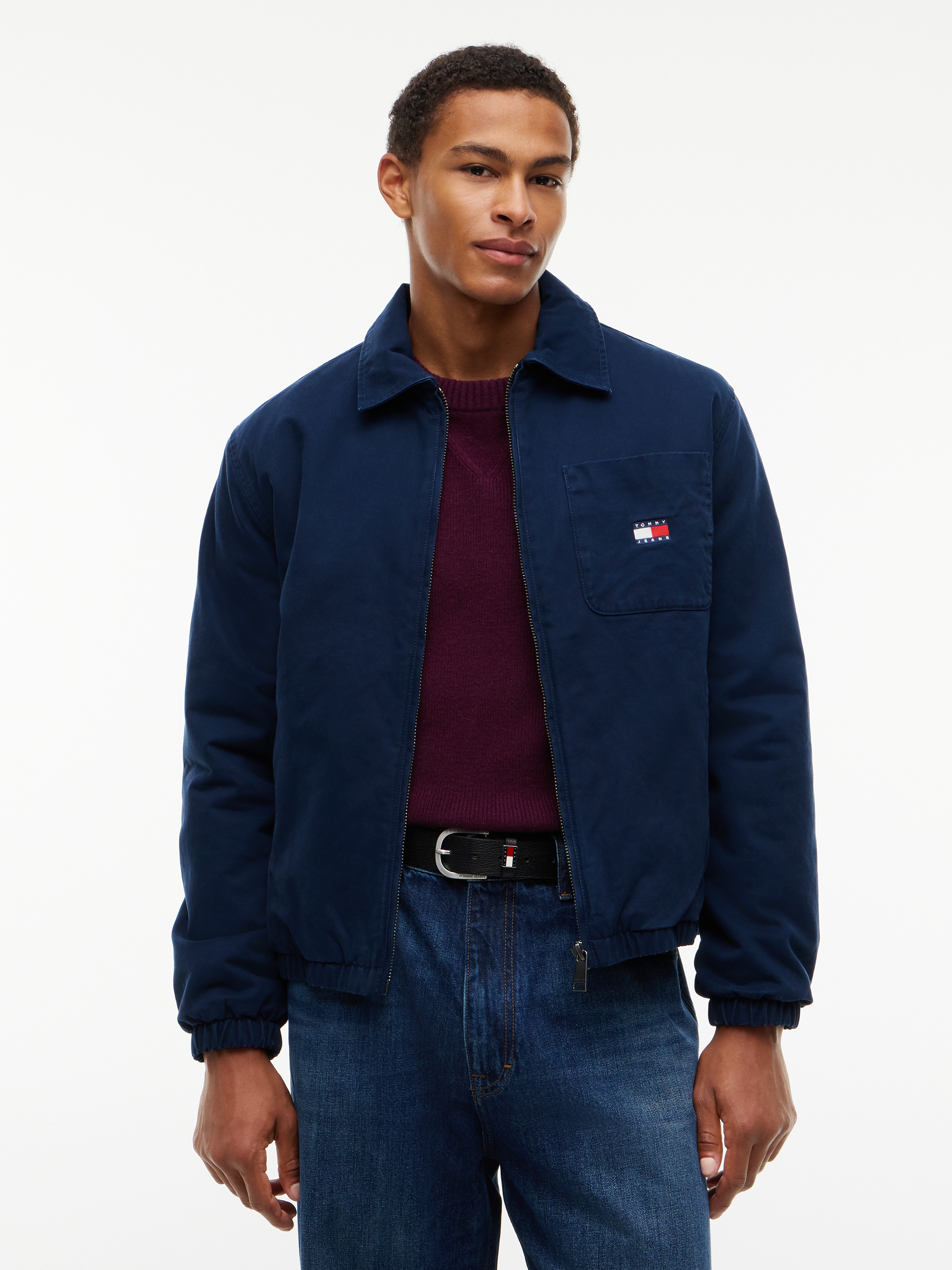 Tommy Jeans Hemdjacke "HARRINGTON COTTON JACKET" ohne Kapuze Regular fit mit Hemdkragen