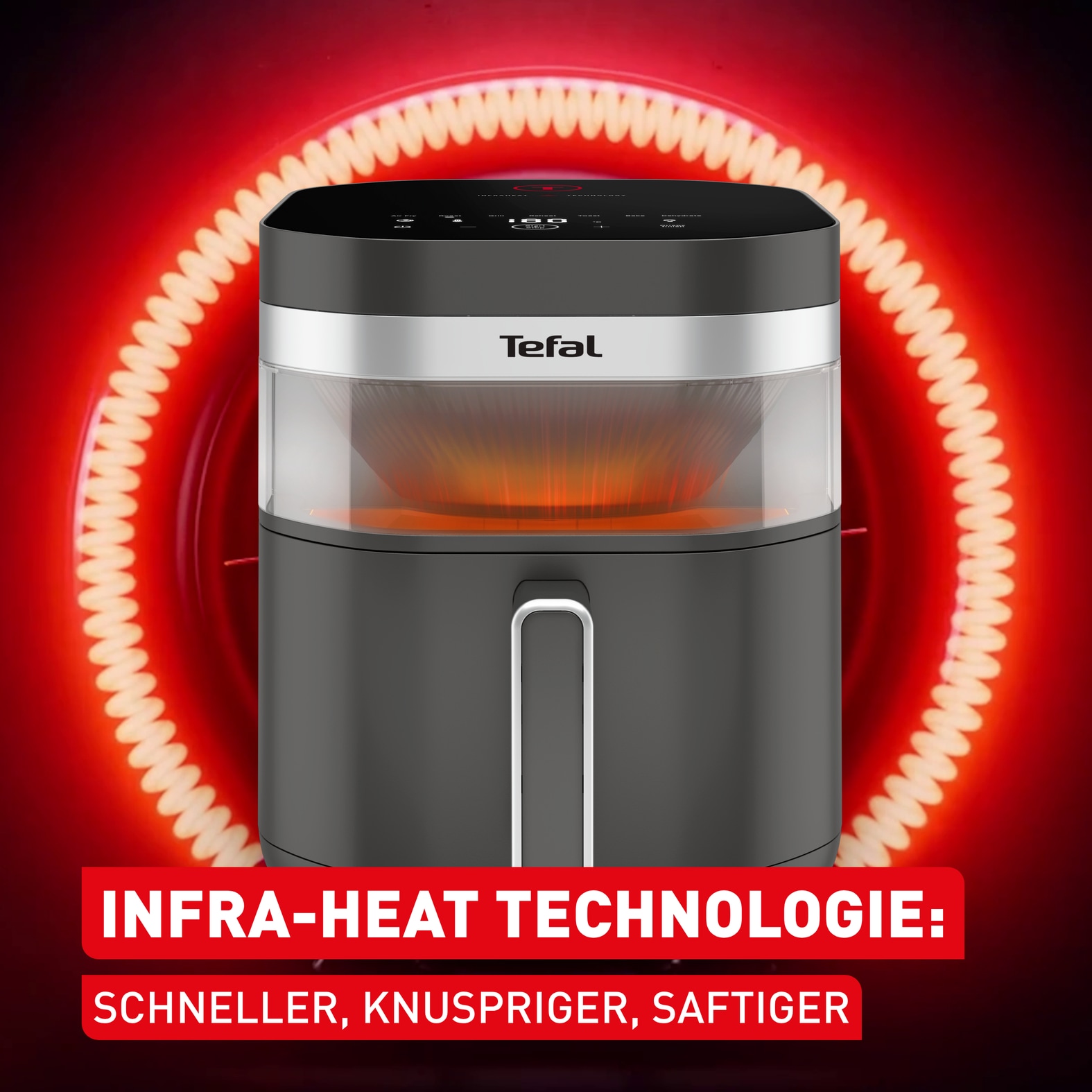 Tefal »Easy Fry Infrared, ideal für 6-8 Personen, Infrarot-Technologie« 2020 W 8 Programme, Sichtfenster, doppelte Heizelemente, EY832H