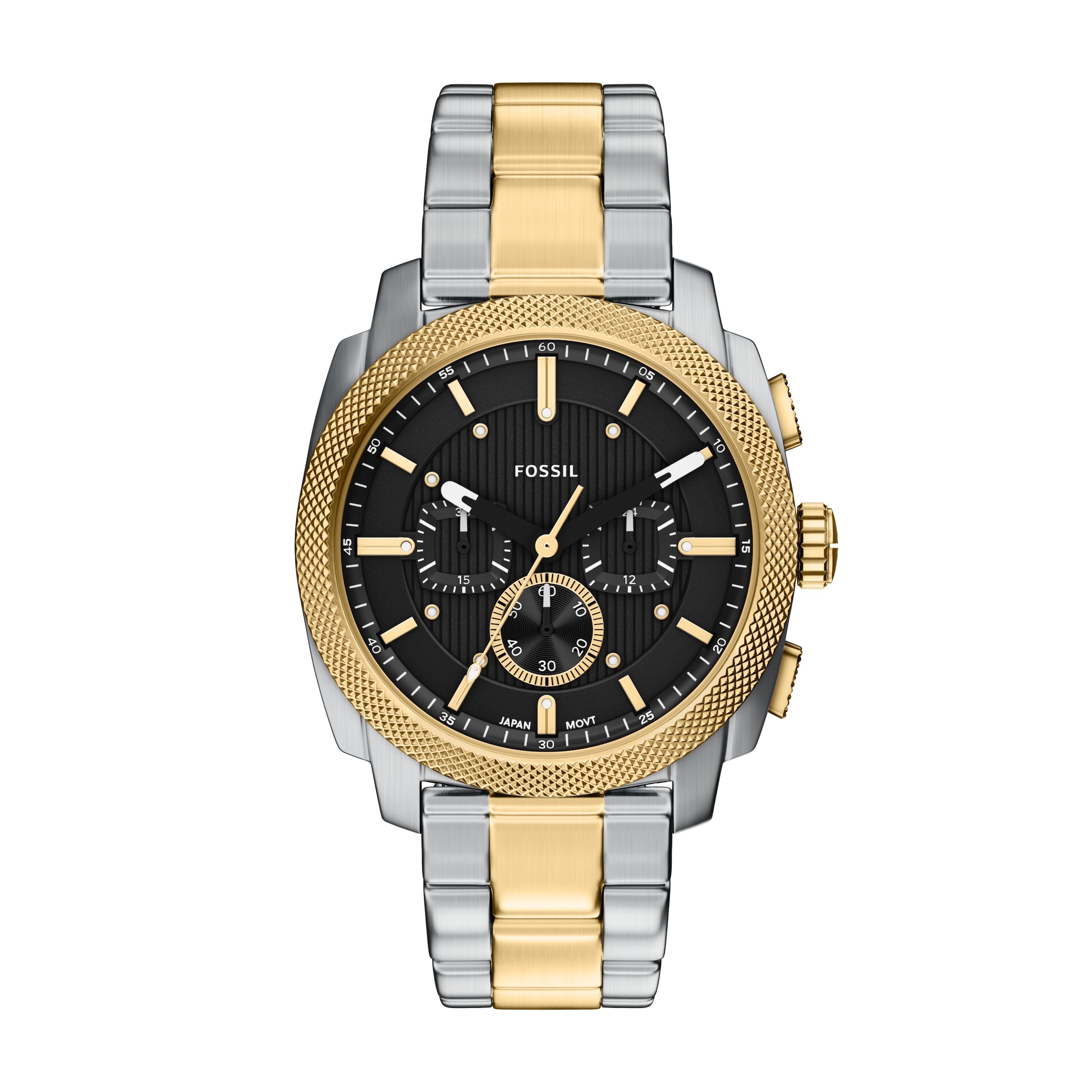 Chronograph FOSSIL "Machine", edelstahlfarben, gelbgoldfarben, Armbanduhren, Damen, Chronograph, Quarzuhr, Armbanduhr, Herrenuhr, Edelstahlarmband, analog 2