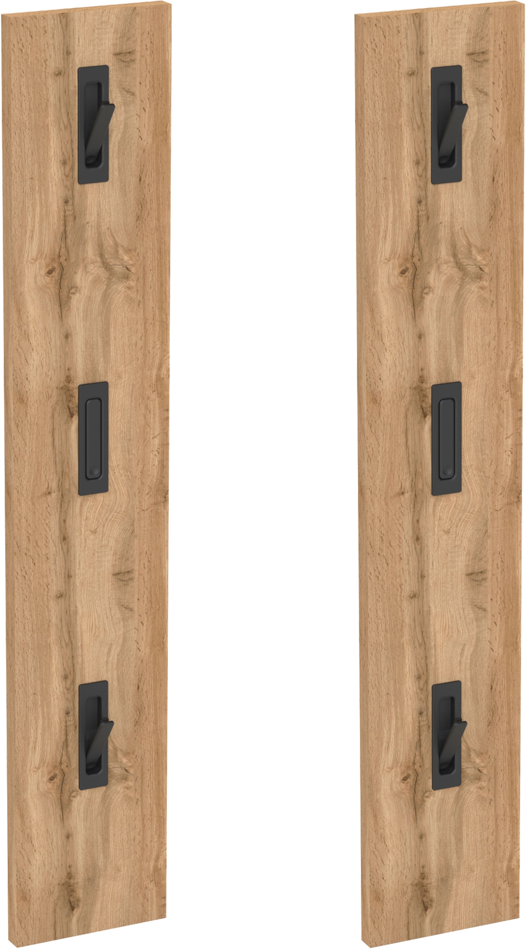 Schildmeyer Garderobenpaneel "Saga, 2er Set, mit 6 ausklappbaren Kleiderhaken, Made in Germany" 2 Stk. tlg. Fühlbare Holzstruktur, Made in Germany