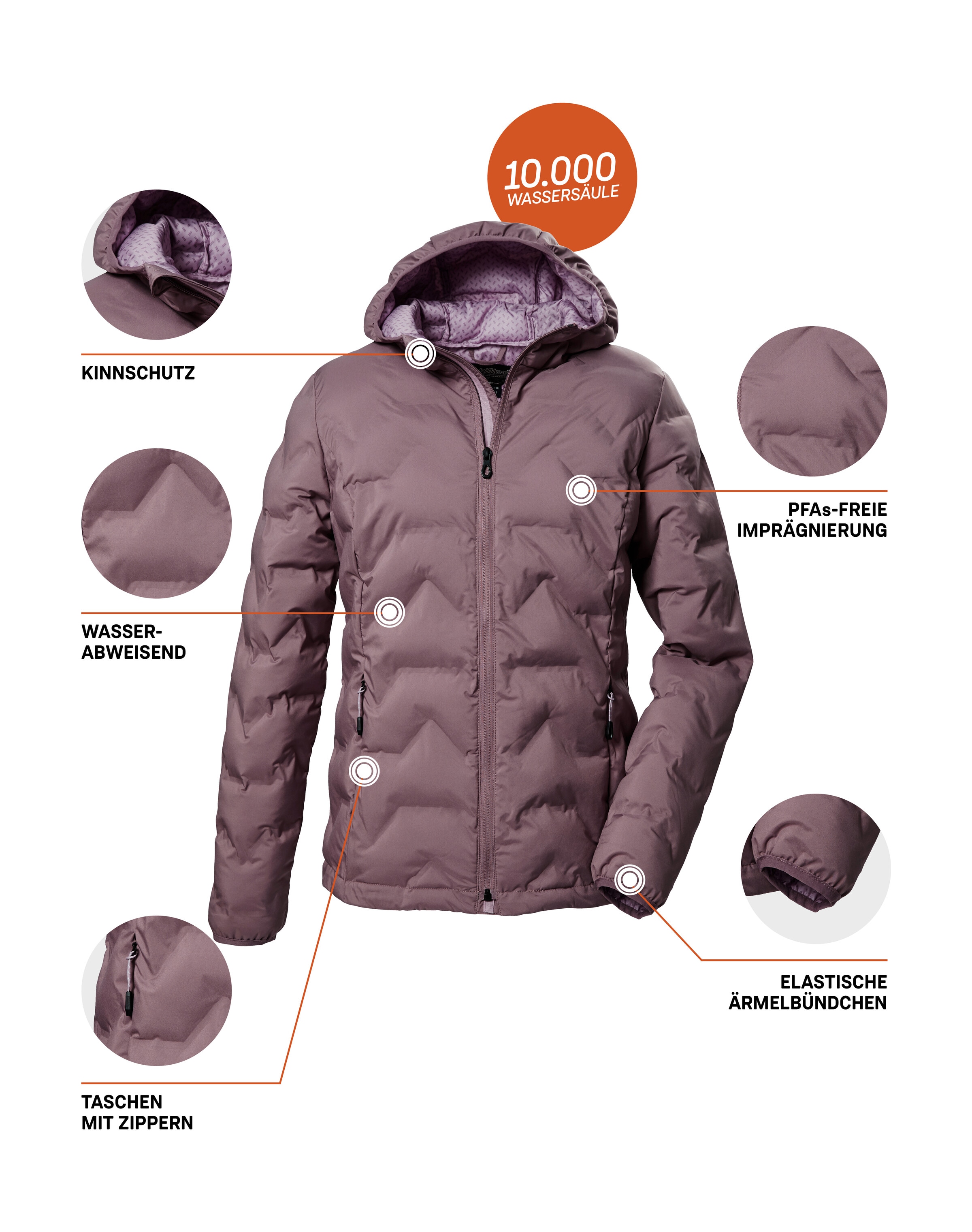 Killtec Steppjacke »KOW 8 WMN QLTD JCKT«, Wasserabweisende Damenjacke, atmungsaktiv, weitenregulierbar