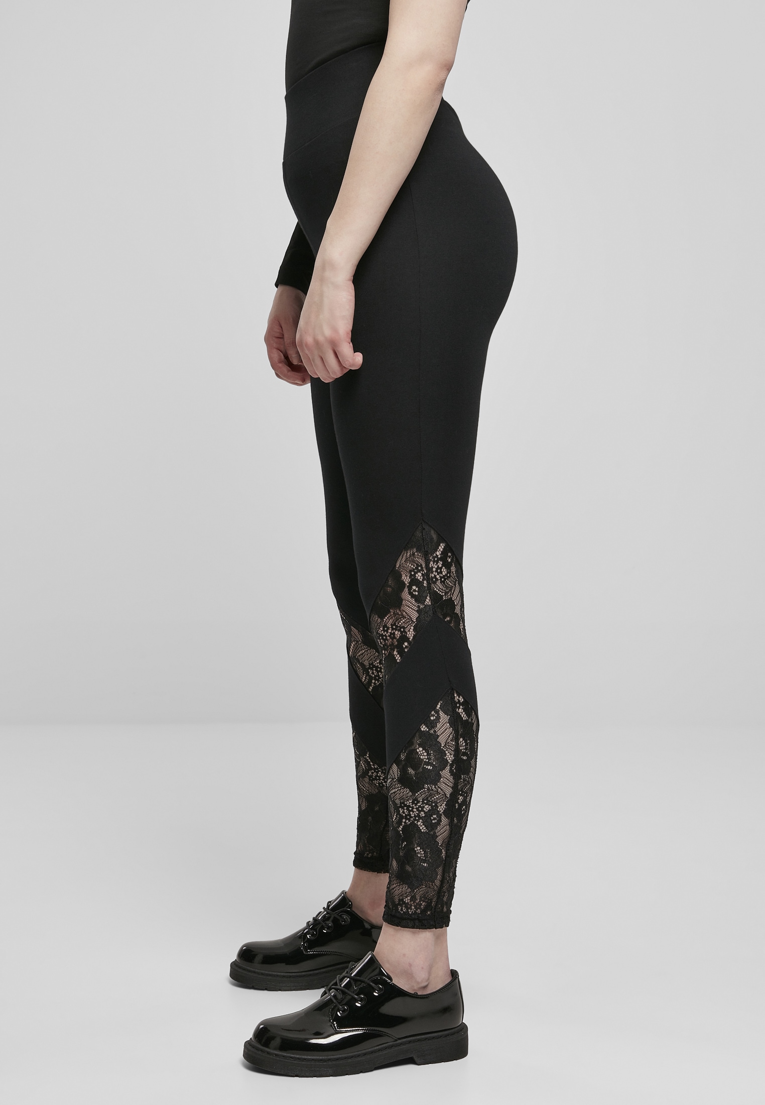 URBAN CLASSICS Leggings »Urban Classics Damen Ladies Highwaist Lace Inset Leggings«, (1 tlg.)