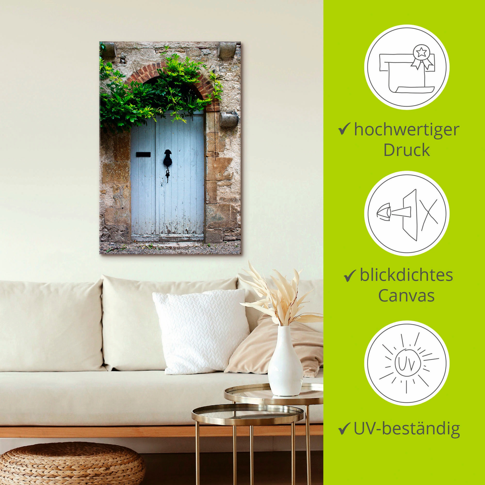 Artland Wandbild »Alte Tür in Südfrankreich«, Fenster & Türen, (1 St.), als Alubild, Outdoorbild, Leinwandbild, Poster in verschied. Größen