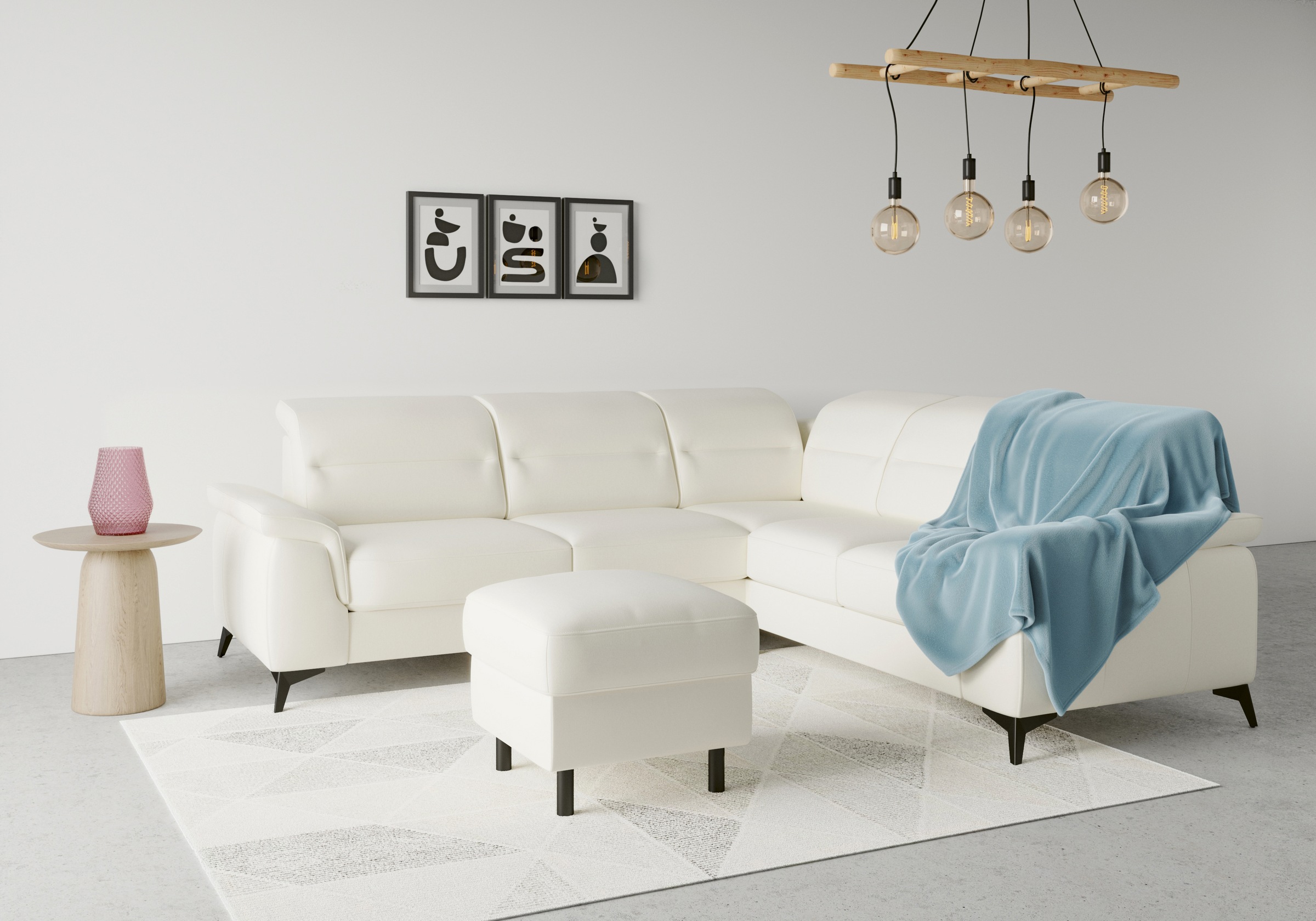 sit&more Ecksofa »Sinatra L-Form«, optinal mit Kopfteilverstellung und Armteilfunktion, Metallfüße