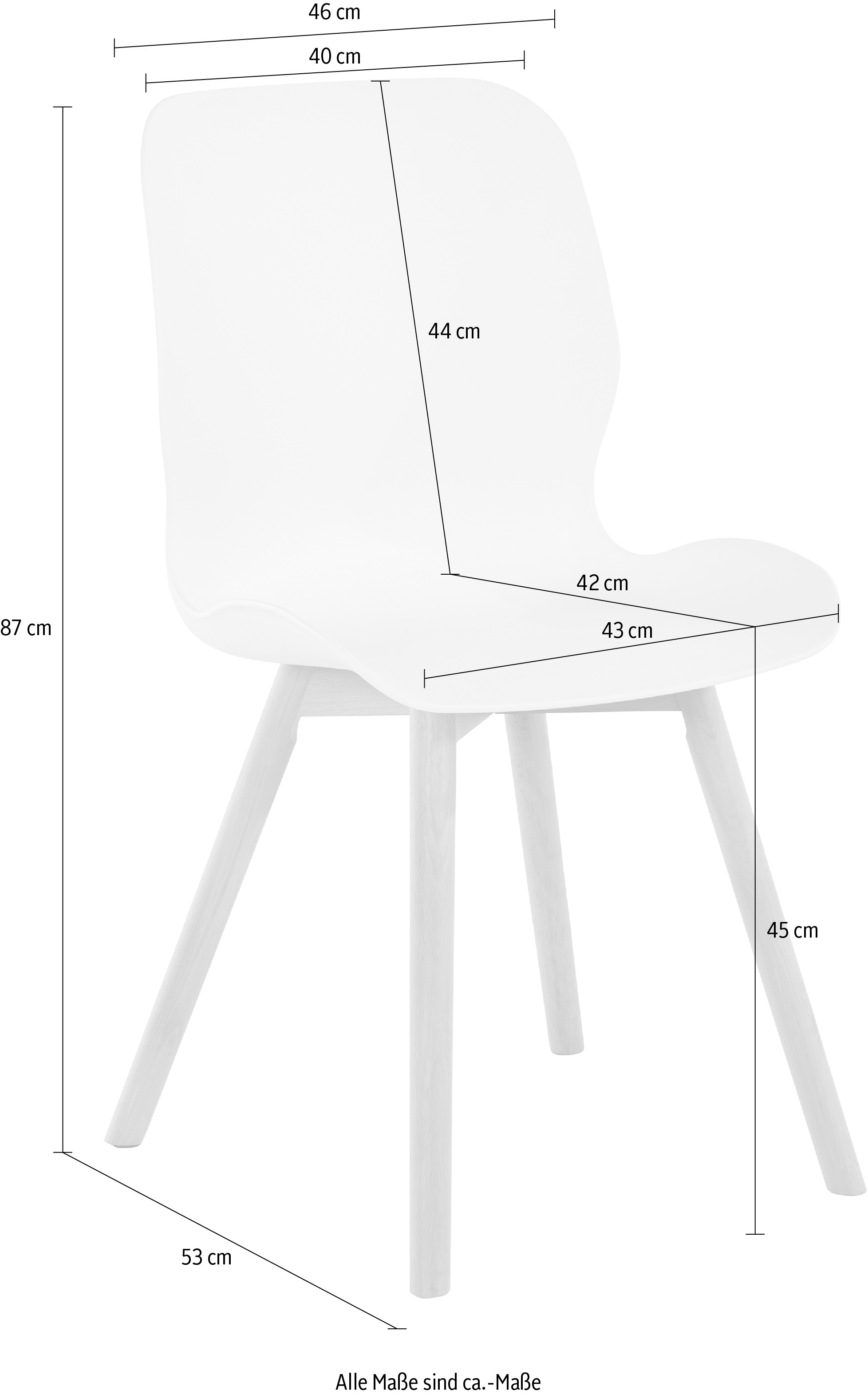 andas Esszimmerstuhl »Lendum«, 2 St., Gestell aus massiver Buche, Sitzschale aus Kunststoff, Sitzhöhe 45 cm