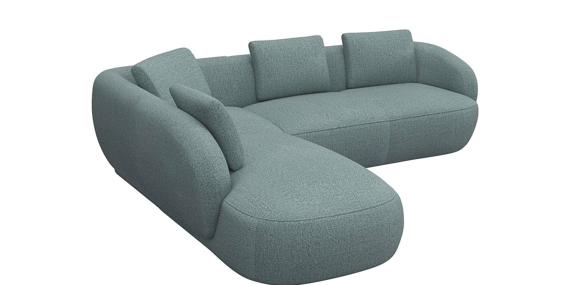 FLEXLUX Ecksofa »Torino, rund, L-Form, Sofa-Ecke mit Ottomane«, Modernes, organisches Sofa-Design, Kaltschaum, Wellenunterfederung