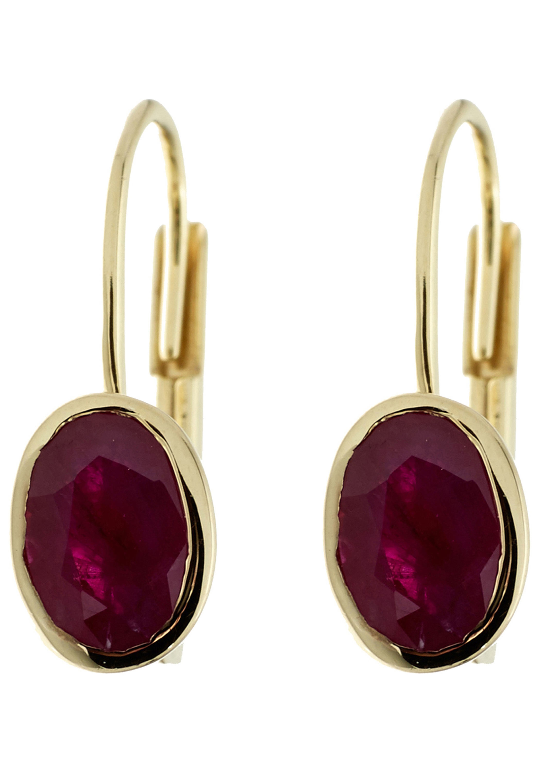 JOBO Paar Ohrhänger oval 333 Gold mit Rubin