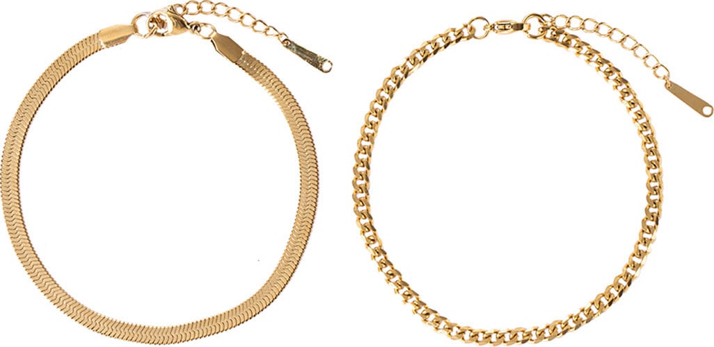 FIRETTI Damen Fußketten Set "Schmuck Geschenk Körperschmuck", Edelstahl, gold, Edelstahl, Fußketten