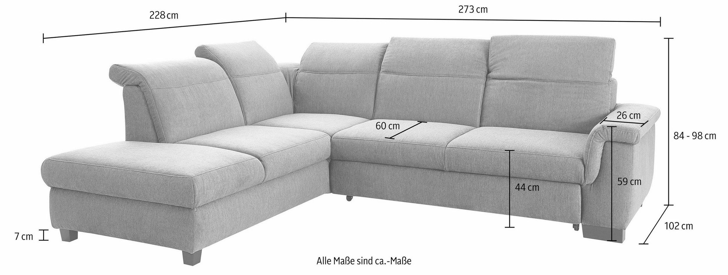 DOMO collection Ecksofa »Sully L-Form«, wahlweise mit Bettfunktion und Kopf- bzw. Rückenverstellung