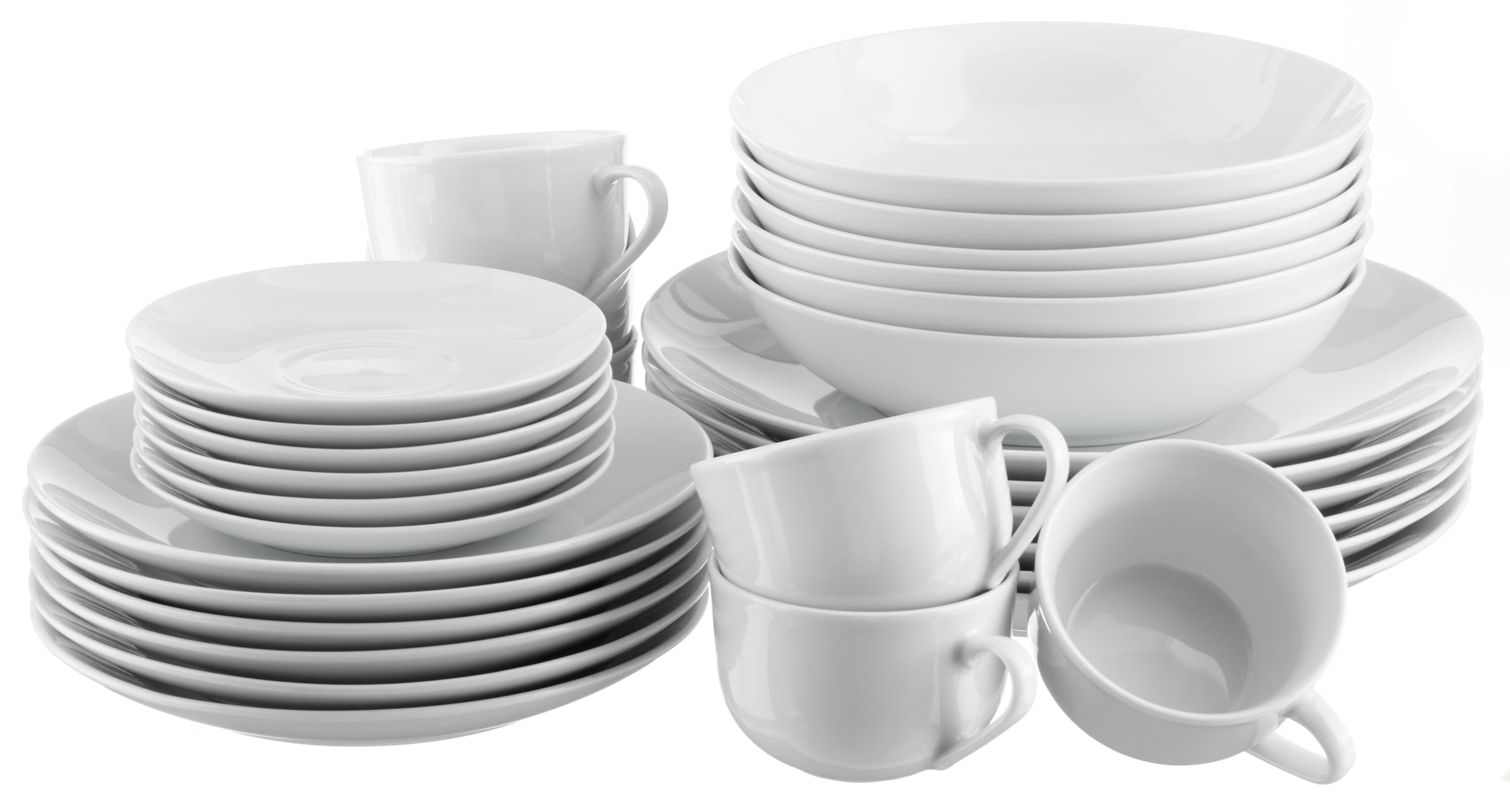 my home Kombiservice »Angi«, (Set, 30 tlg., je 6 Tassen, Untertassen, Desserteller, Speiseteller, Suppenteller), Geschirr-Set, harmonische, trendige Coupeform