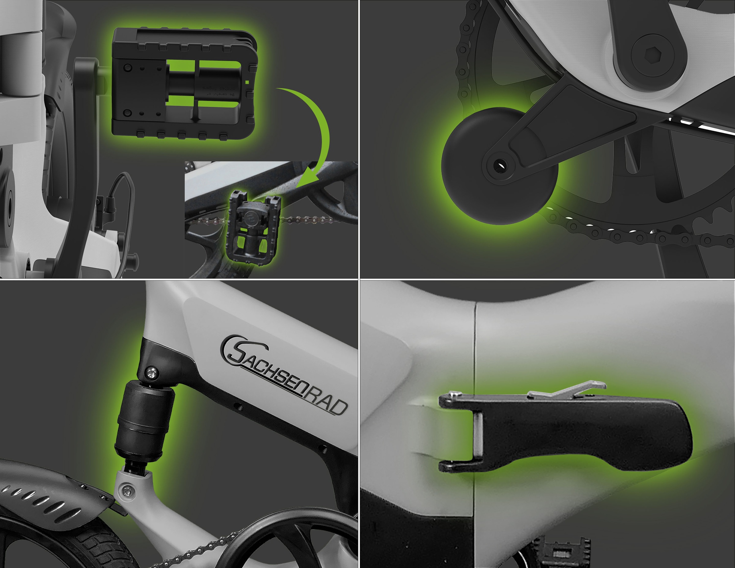 SachsenRad »F12« 1 Gang Shimano keine Schaltwerk ohne Schaltung Heckmotor 250 W LCD-Steuerdisplay, Fahrmodus Pedelec, 
LED-Frontlicht, LED Rücklicht