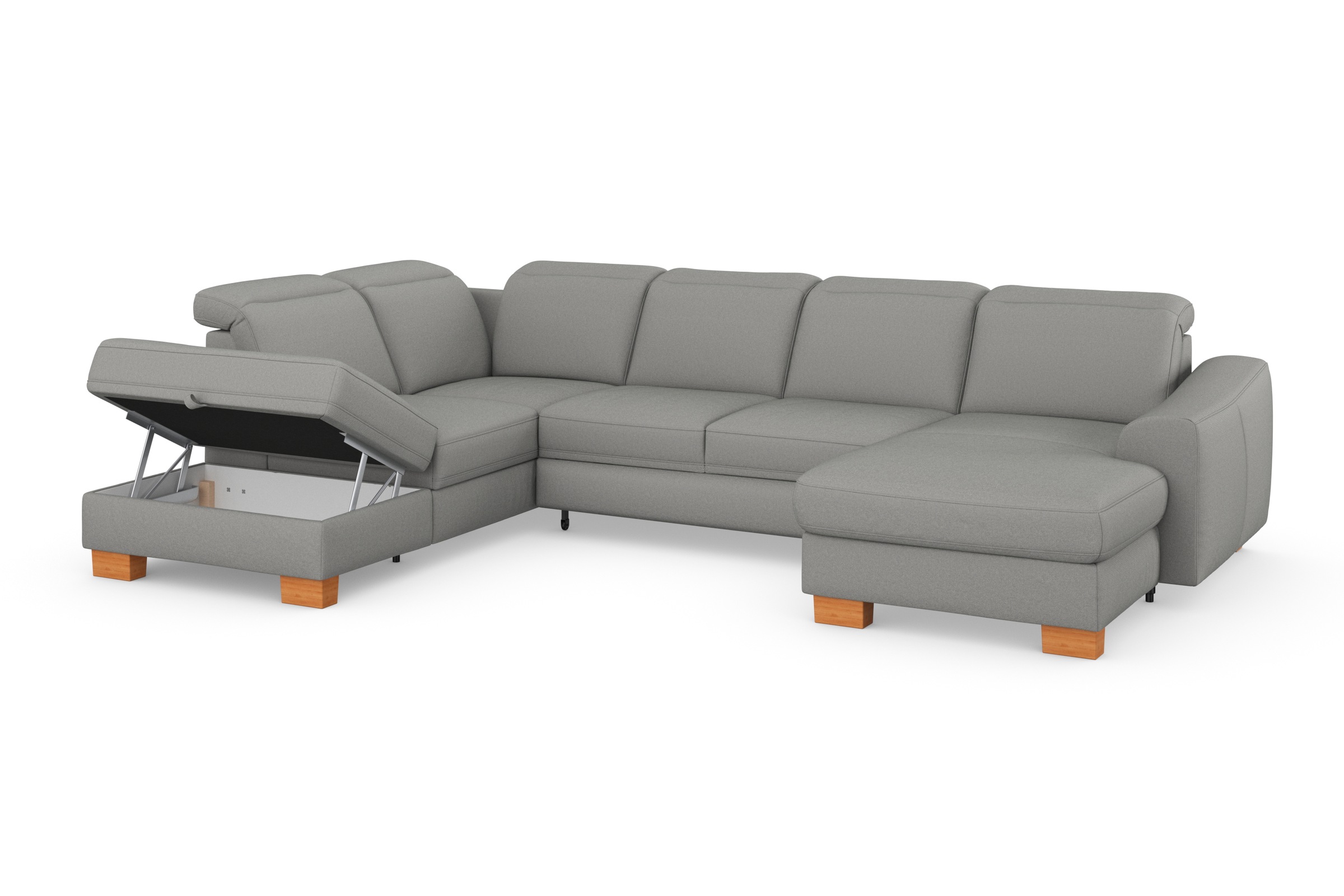 sit&more Wohnlandschaft »Dundee U-Form«, mit Federkern und Massivholzfüßen, wahlweise mit Kopfteilverstellung