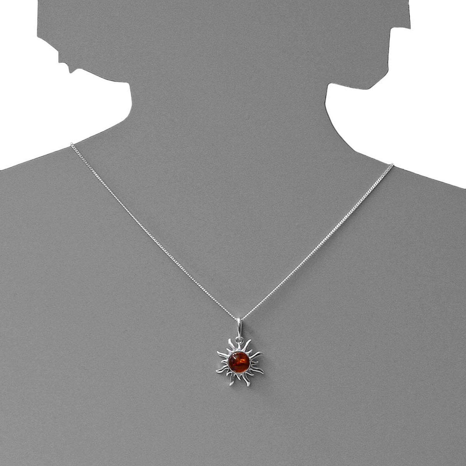 OSTSEE-SCHMUCK Kette mit Anhänger »- Sonne 25 mm - Silber 925/000 - Bernstein«