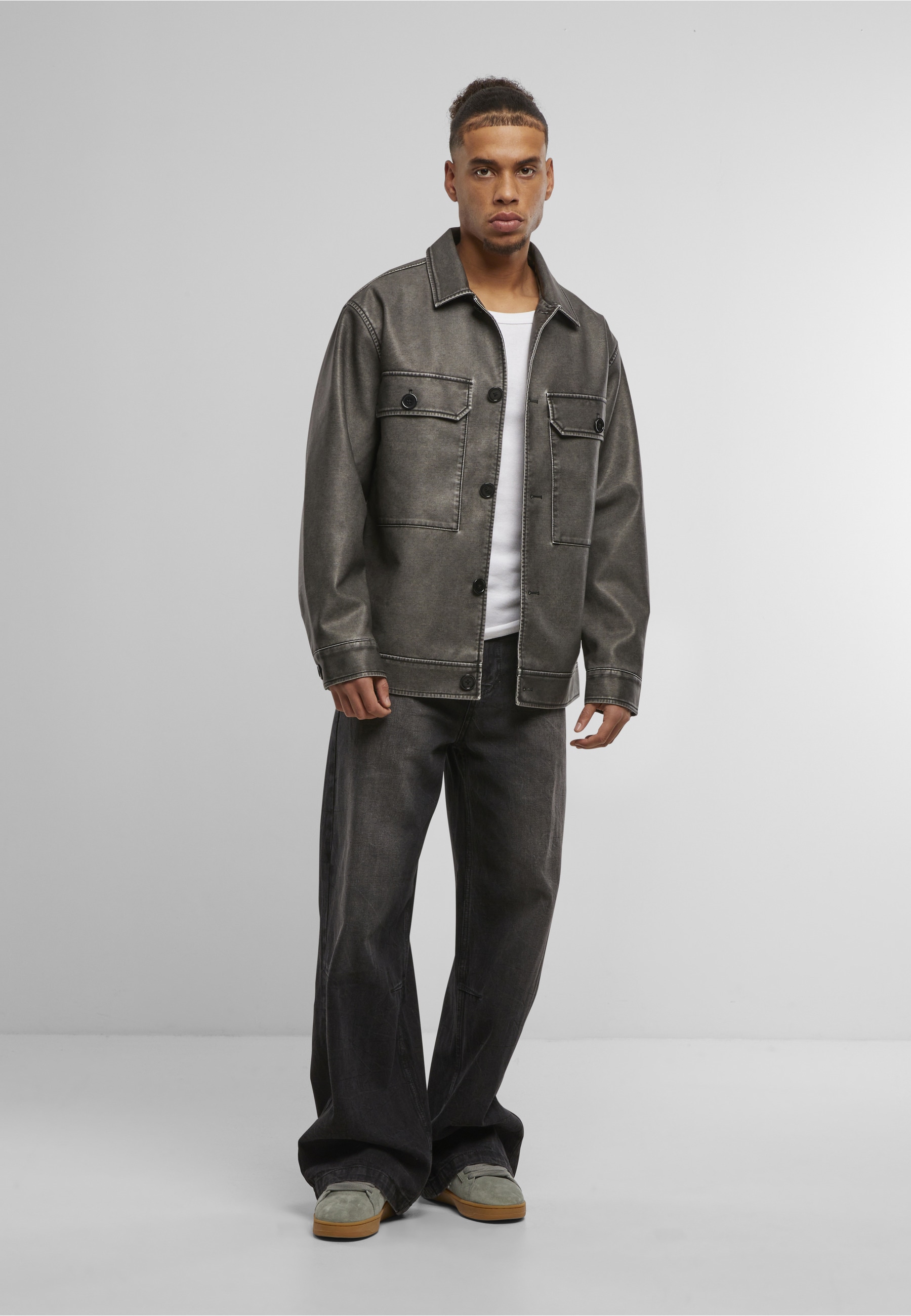 URBAN CLASSICS Lederjacke »Urban Classics Vintage Jacket« 1 Stk. tlg. ohne Kapuze