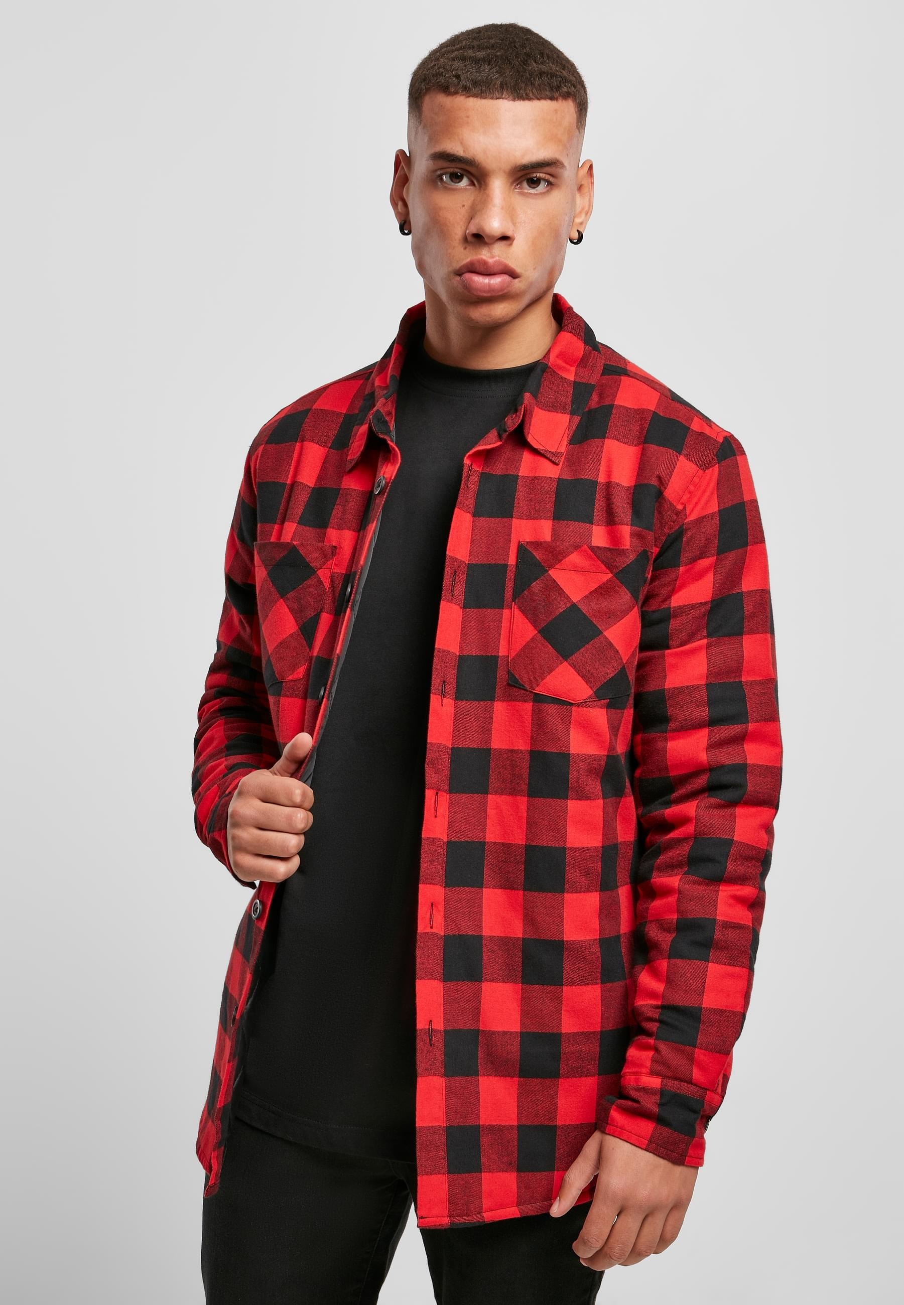 URBAN CLASSICS Langarmhemd »Urban Classics Herren Padded Check Flannel Shirt«, (1 tlg.)