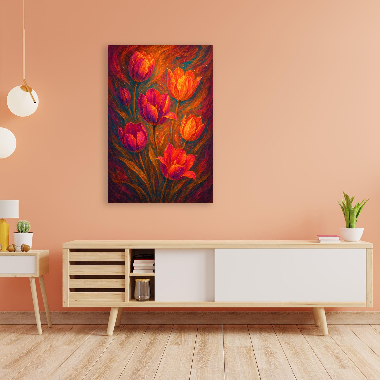 queence Acrylglasbild "Tulpenfeuer", Blätter-Blätterbilder-Blumen-Blumenbil günstig online kaufen