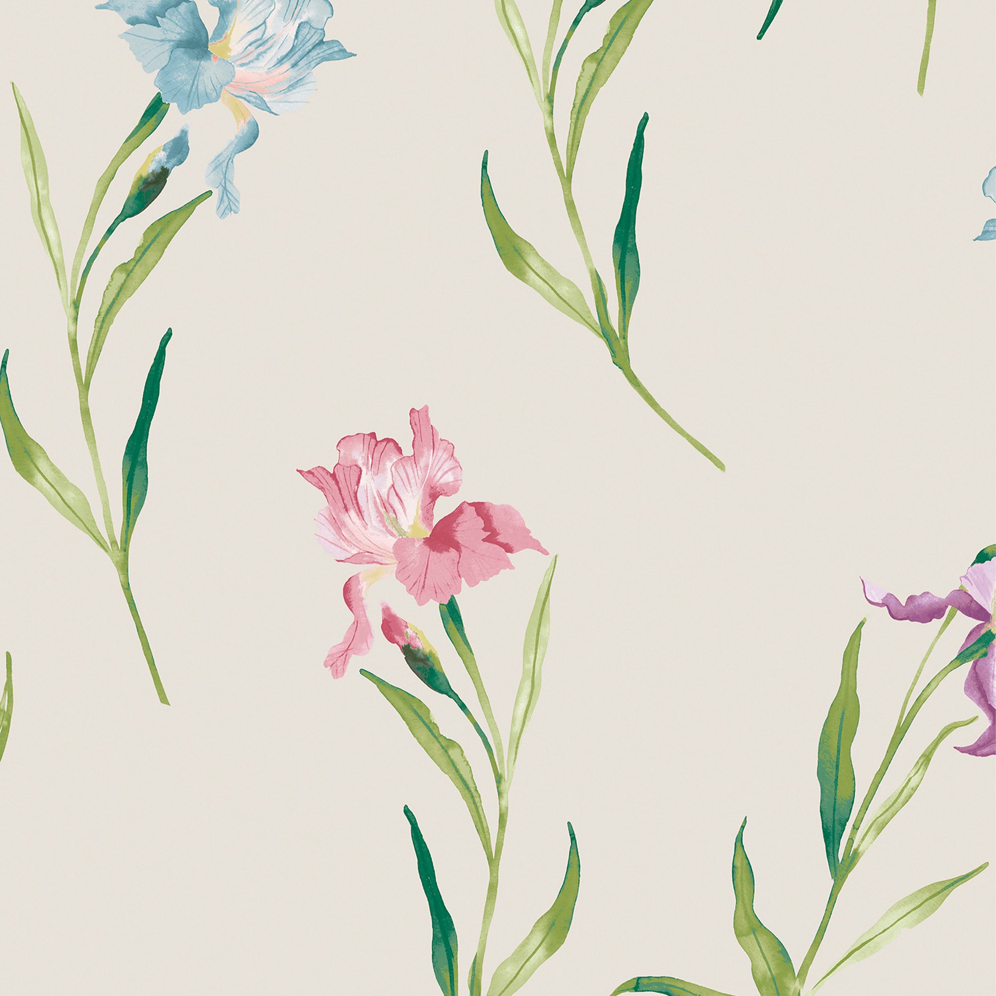 LAURA ASHLEY Vliestapete »Hawling Irises Soft Natural«, geblümt, 10mx52cm (ca. 5m2)
