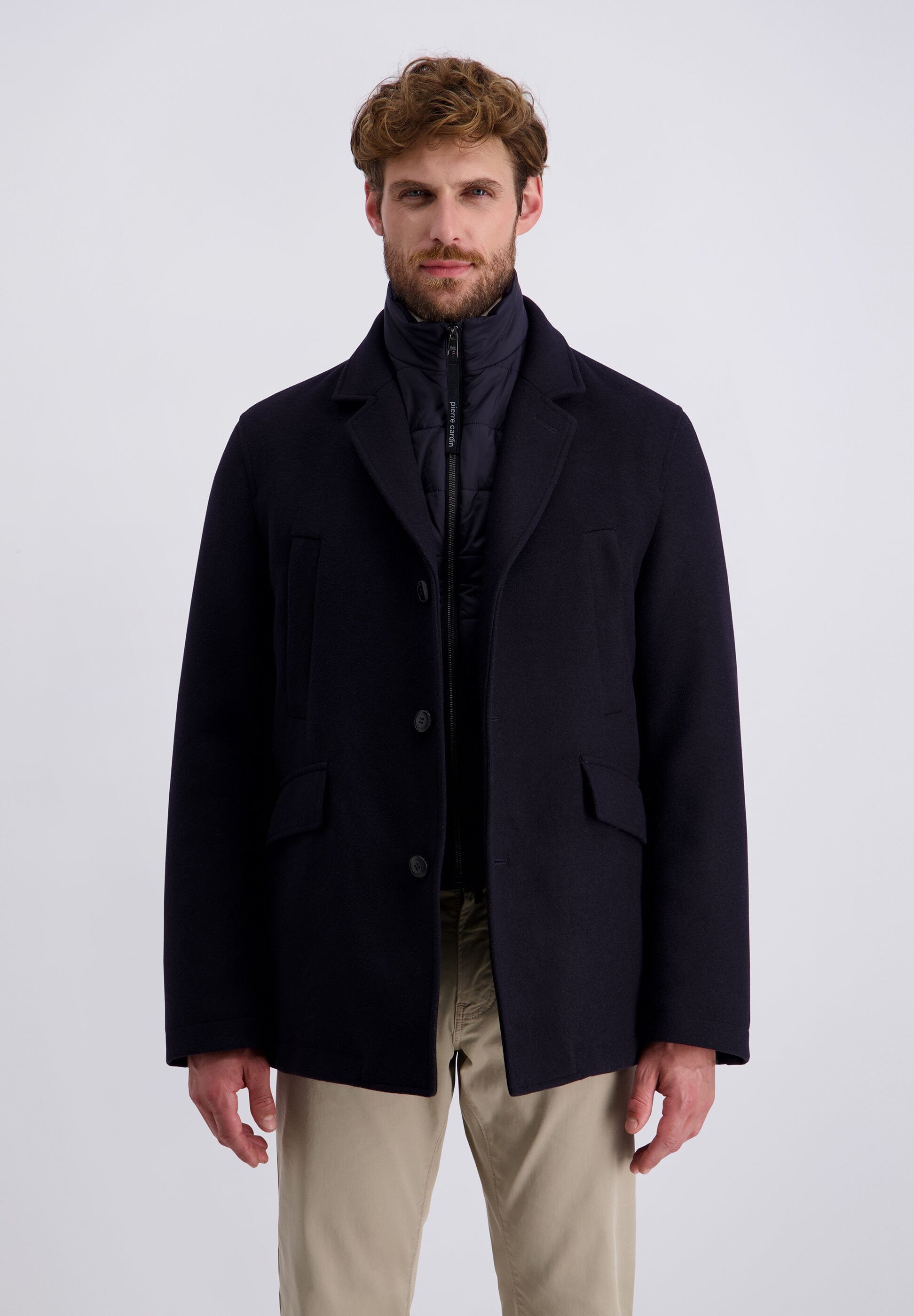 Pierre Cardin Doppeljacke »Pierre Cardin Jacke« ohne Kapuze mit Materialmix