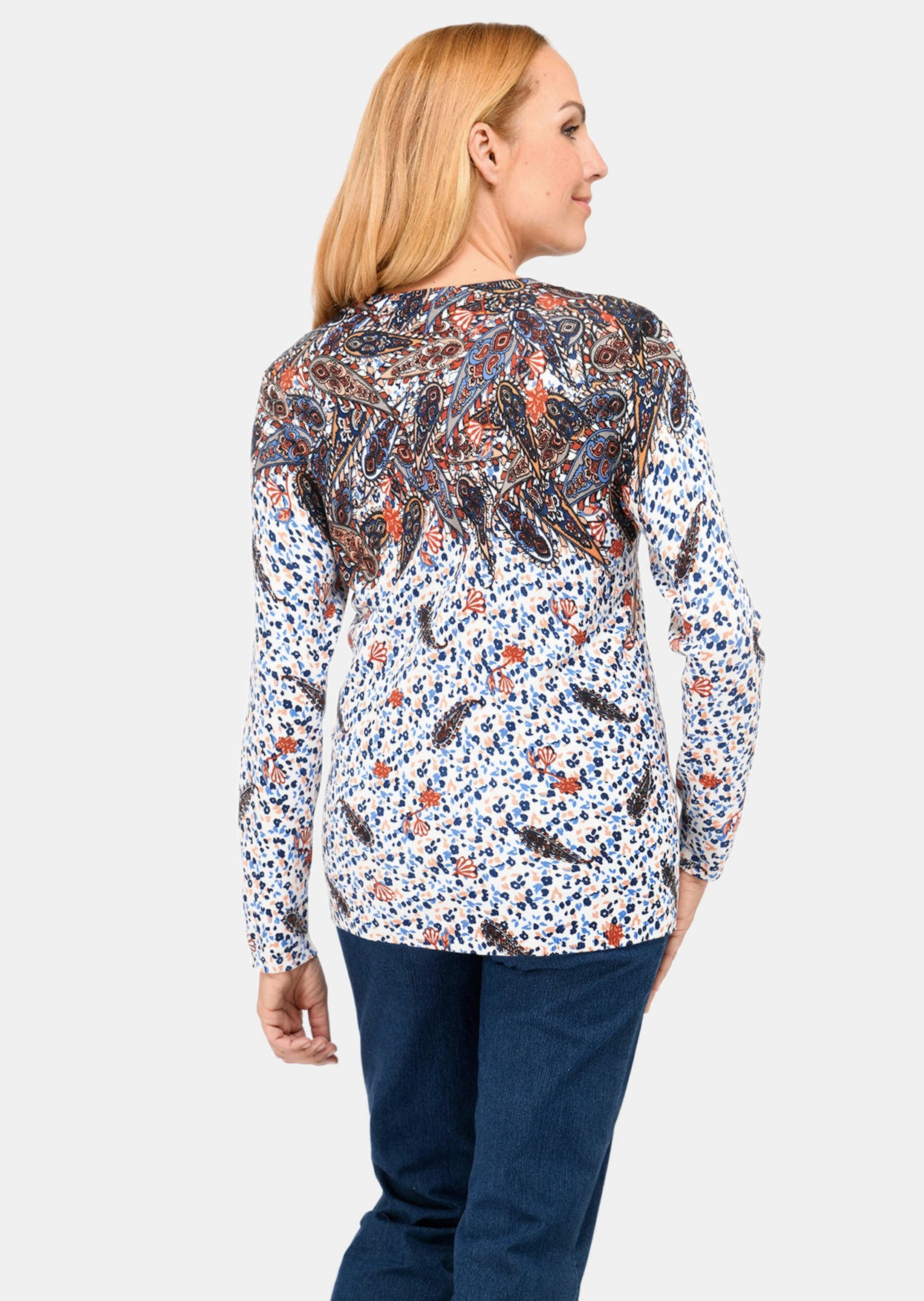 GOLDNER 2-in-1-Pullover »Pullover Kurzgröße - Druckpullover mit ornamentalem Druck«