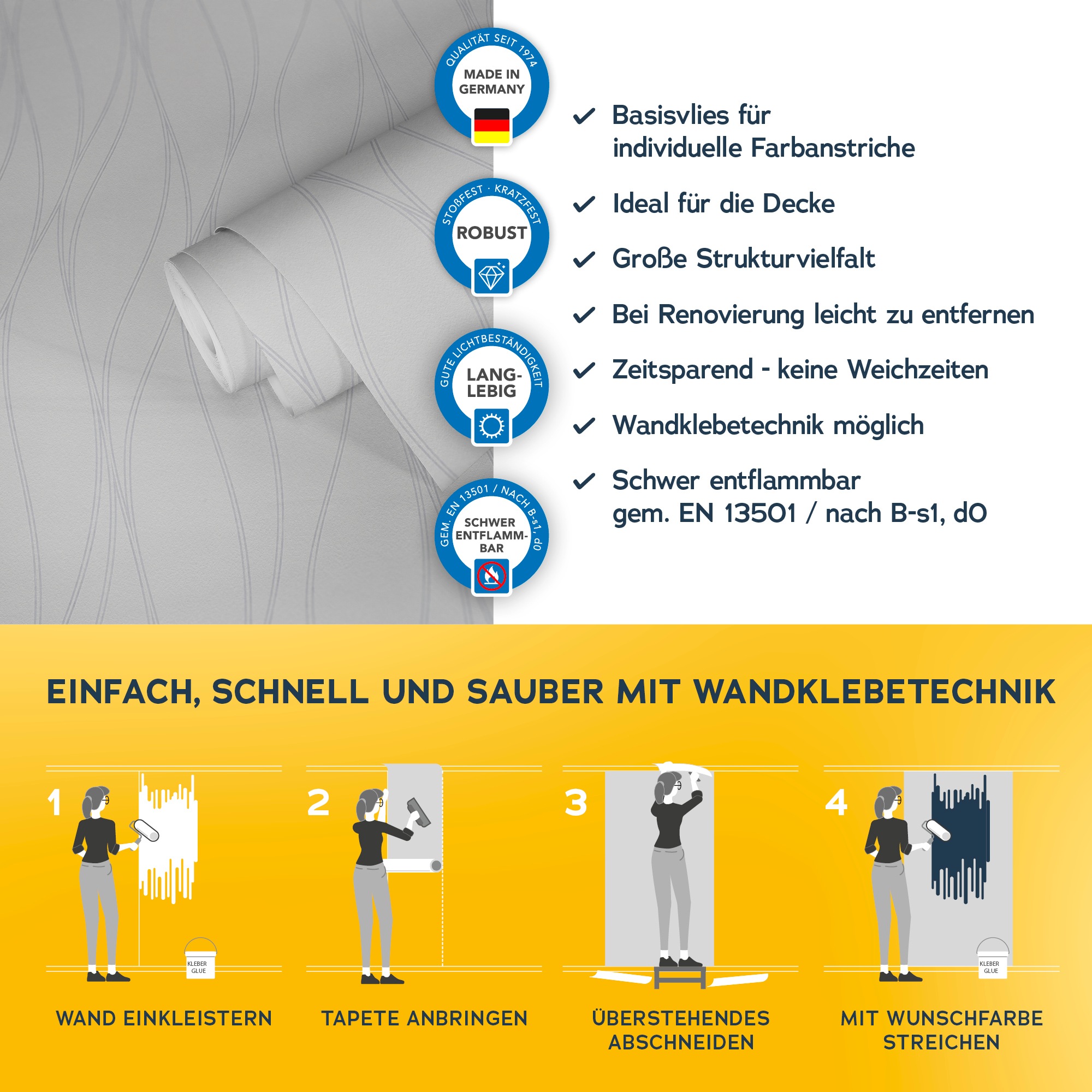 A.S. Création Vliestapete »Meistervlies« Streifen | gestreift | mehrfarbig strukturiert Struktur Tapete Streifen Überstreichbar Tapeten Wohnzimmer Flur Design