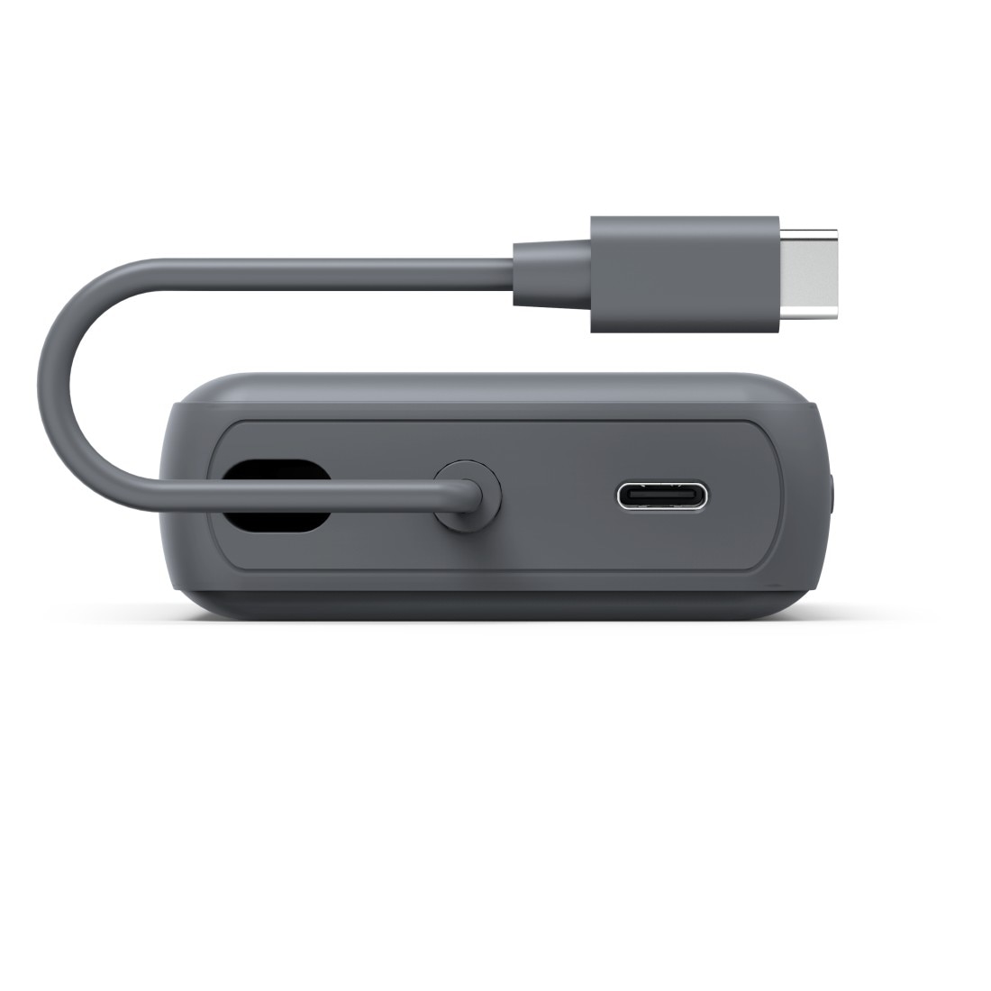 Hama Powerbank »Powerbank mit integriertem USB-C-Kabel, 10000 mAh, 2x USB-C, grau« integriertes Kabel, Fast Charge, LED-Kapazitätsanzeige, akkuschonend