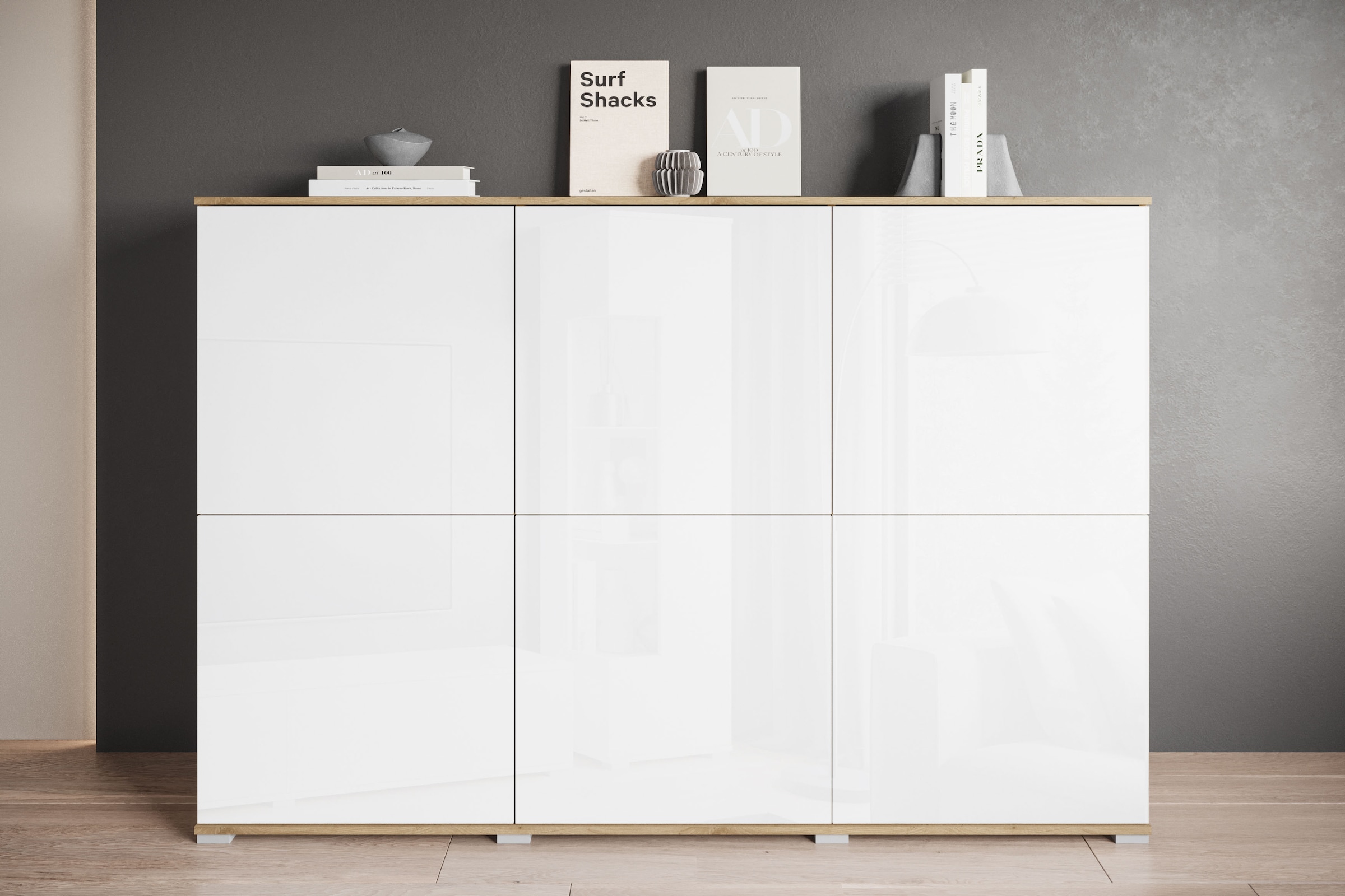 INOSIGN Highboard "Kenia, moderne grifflose Hochkommode mit 6 Türen, Breite günstig online kaufen
