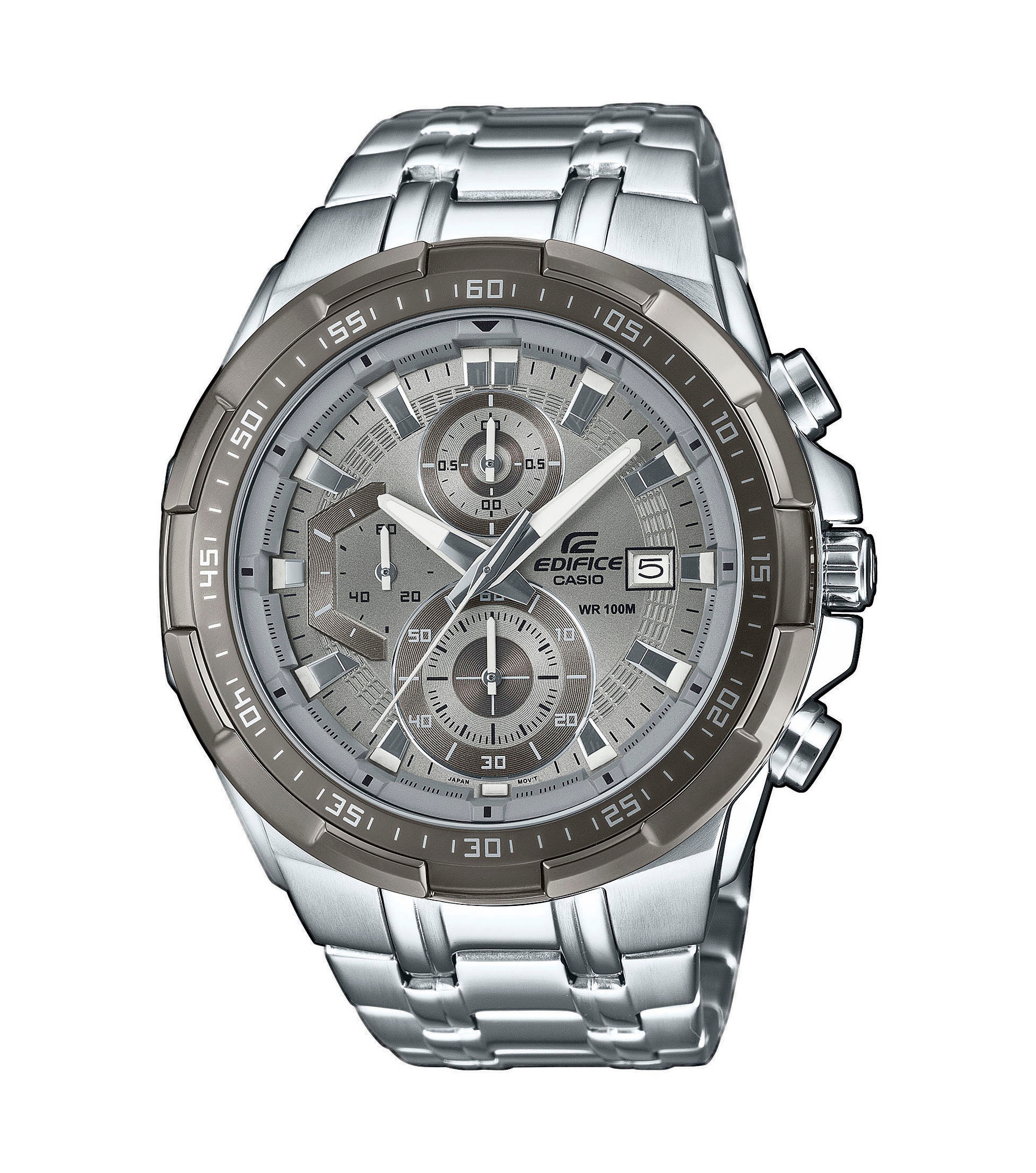 CASIO EDIFICE Chronograph Quarzuhr, Armbanduhr, Herrenuhr, Edelstahlarmband, analog, Tag