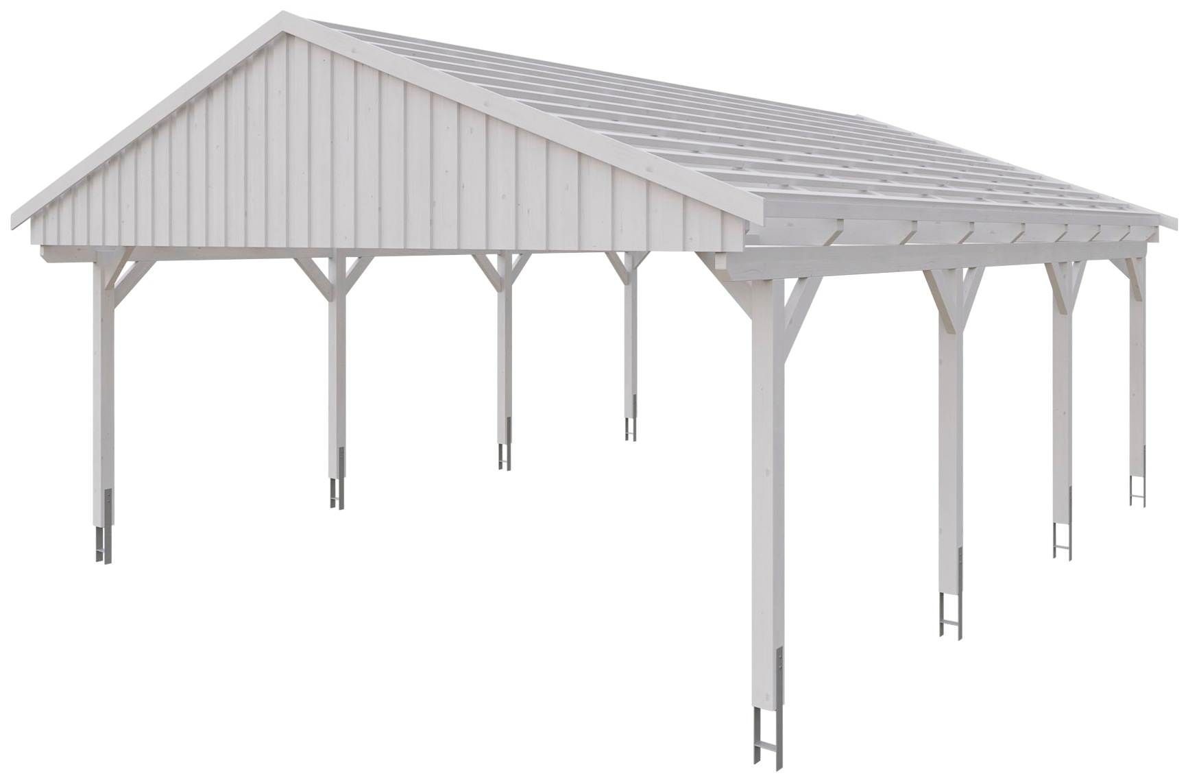 Skanholz Doppelcarport »Fichtelberg«, Leimholz-Nordisches Fichtenholz, weiß, mit Dachlattung