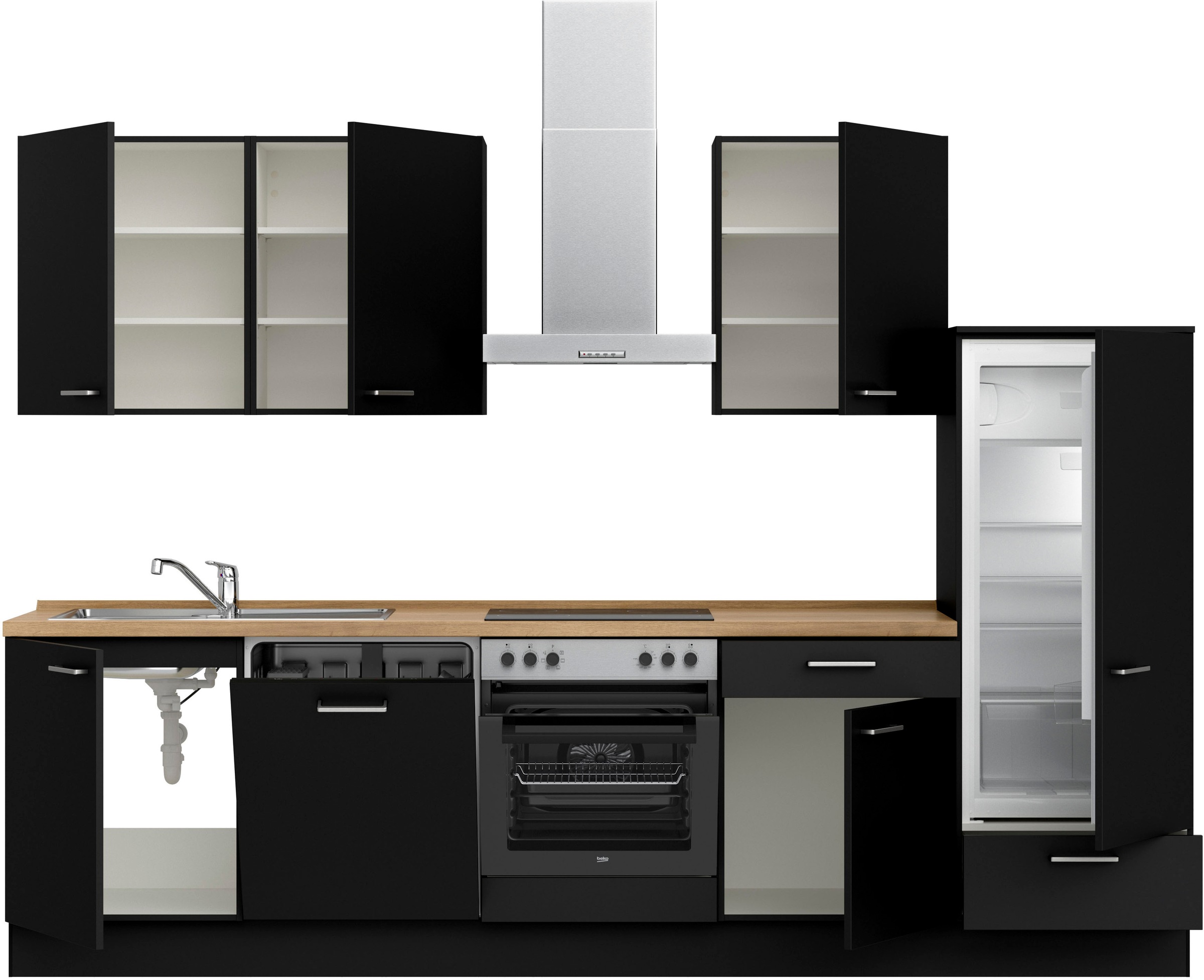 nobilia® Küchenzeile »"Touch I"«, vormontiert, Ausrichtung wählbar, Breite 300 cm, wahlw. mit E-Geräten
