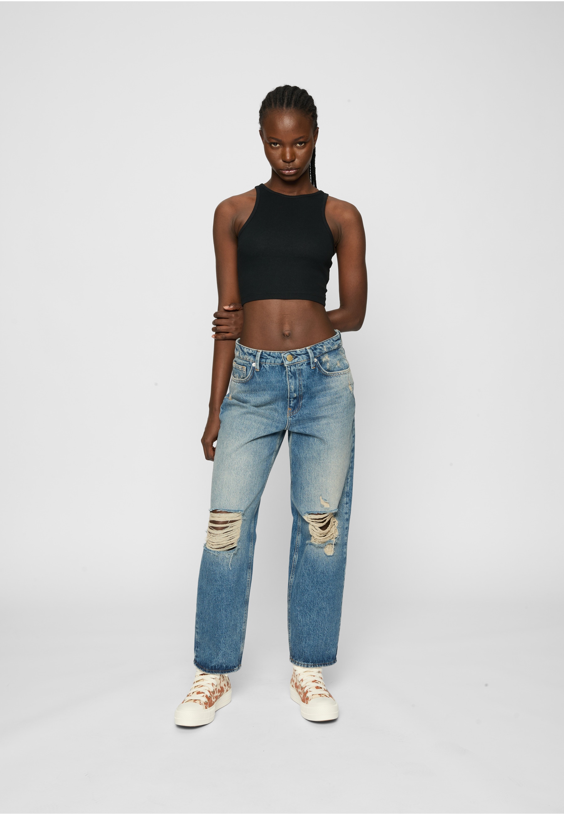 URBAN CLASSICS Tanktop »Urban Classics Ladies Organic Cropped Rib Top 2-Pack«