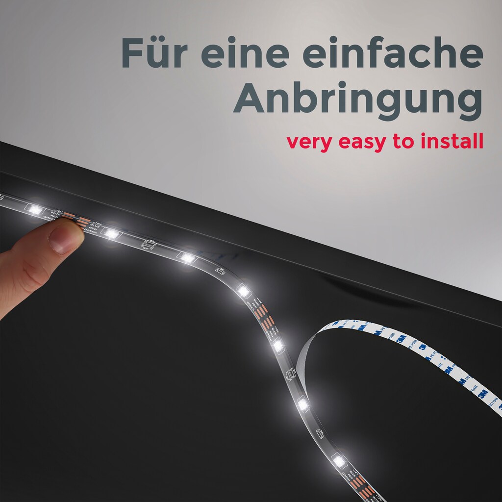 B.K.Licht LED Stripe, WIFI RGB-LED Flexband 2 Meter, inkl. 60 x RGB-LED 0,10 Watt für den Innenbereich,inkl. 1m USB (5V) Kabel, alle 3,3cm kürzbar, für IOS und Android