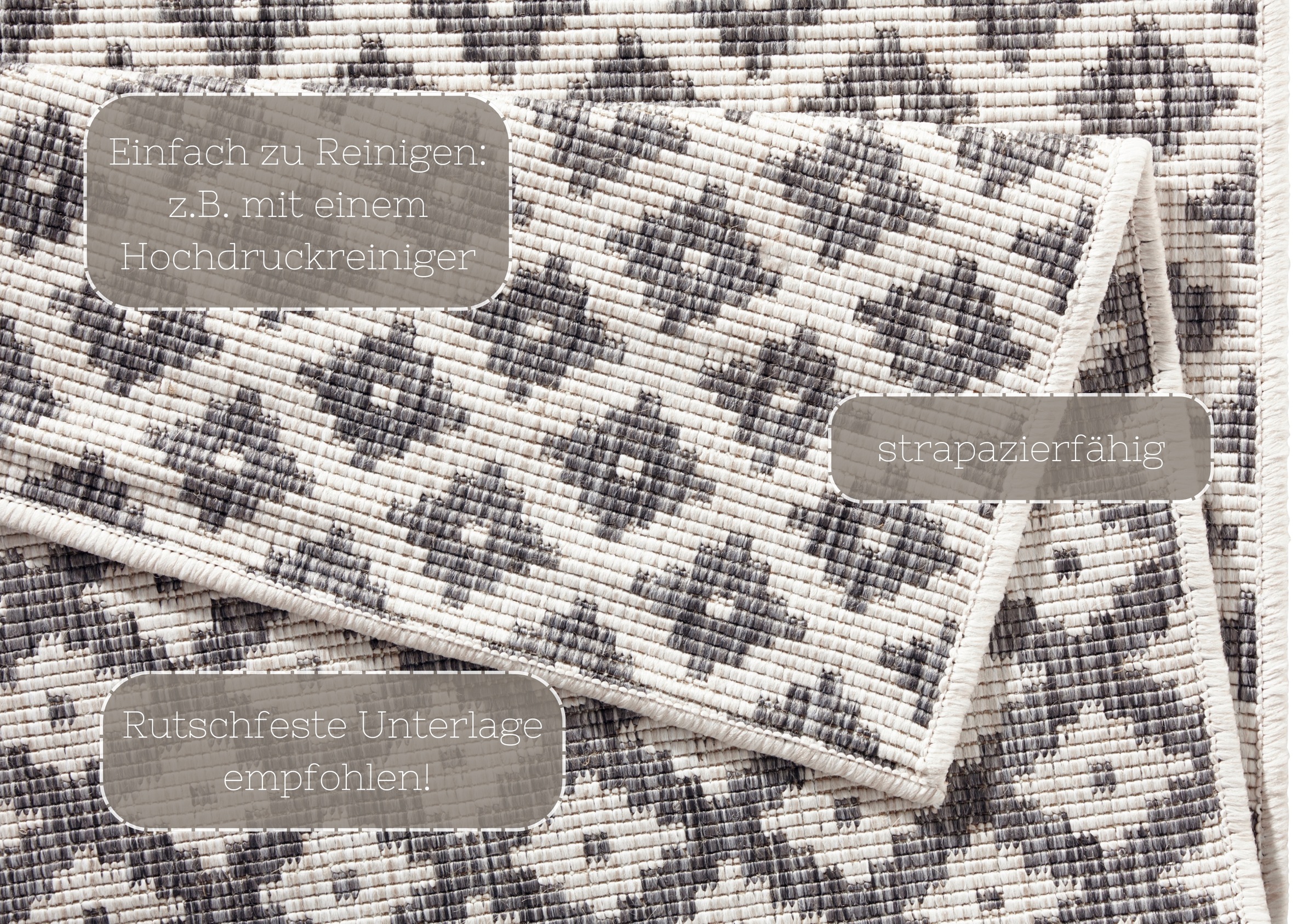 NORTHRUGS Teppich »Nizza Wendeteppich«, rechteckig, 5 mm Höhe, In-& Outdoor, Wetterfest, Balkon, Läufer, Wohnzimmer, Wasserfest