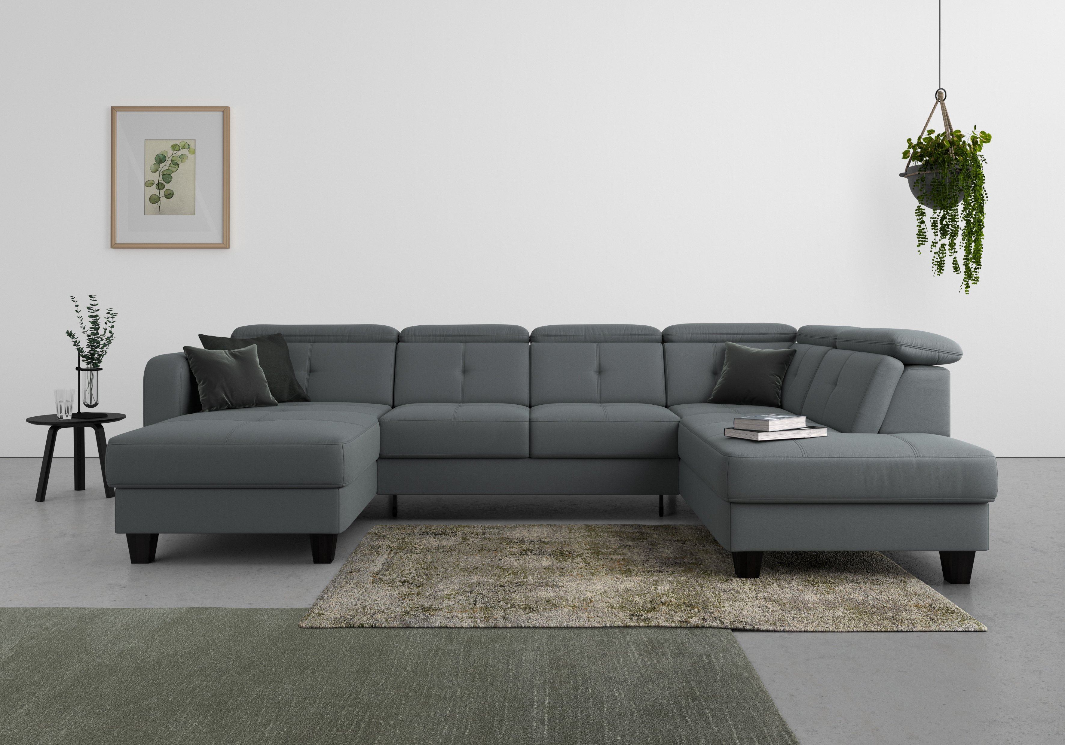 sit&more Wohnlandschaft "Belluci U-Form" Kopfteilverstellung und Federkern, wahlweise mit Schlaffunktion
