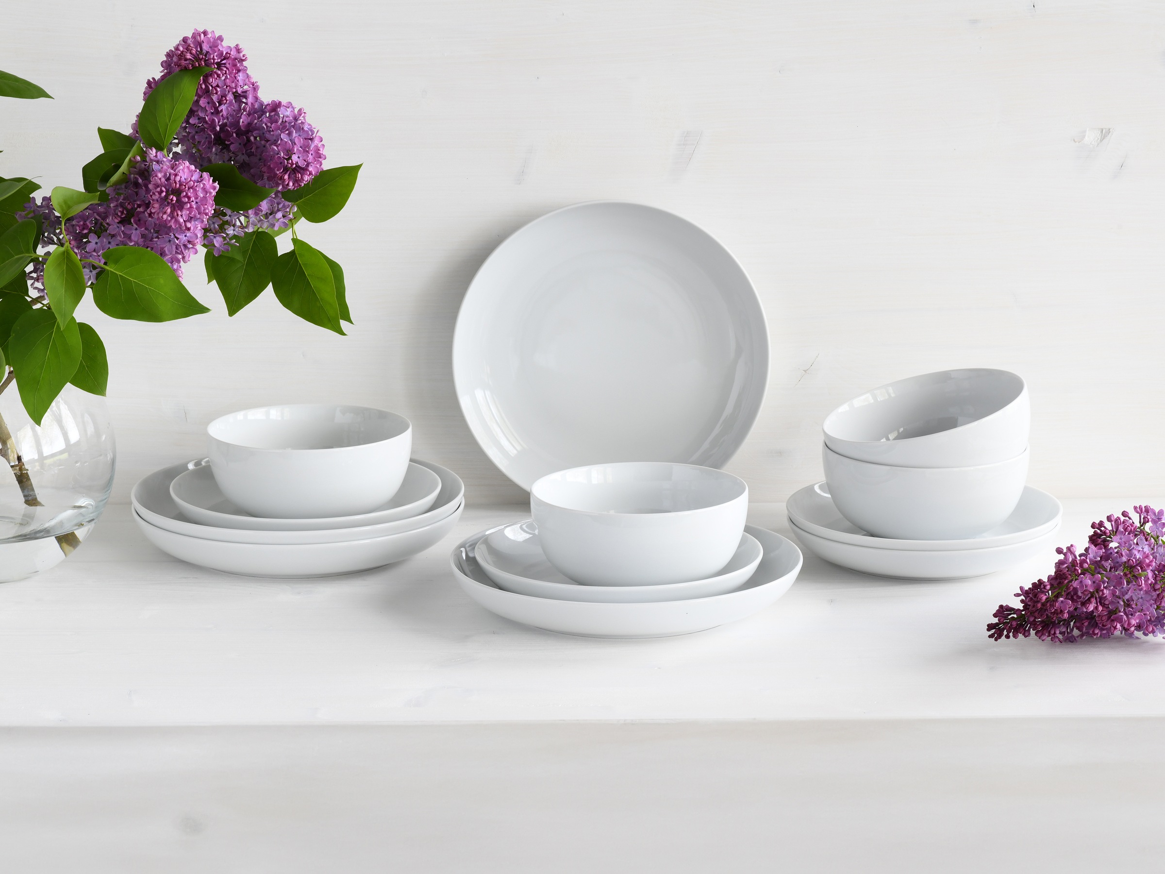 CreaTable Teller-Set »Allround Weiß, Tellerset 12-tlg«, (Set, 12 tlg.), Daily Use, Zeitlos