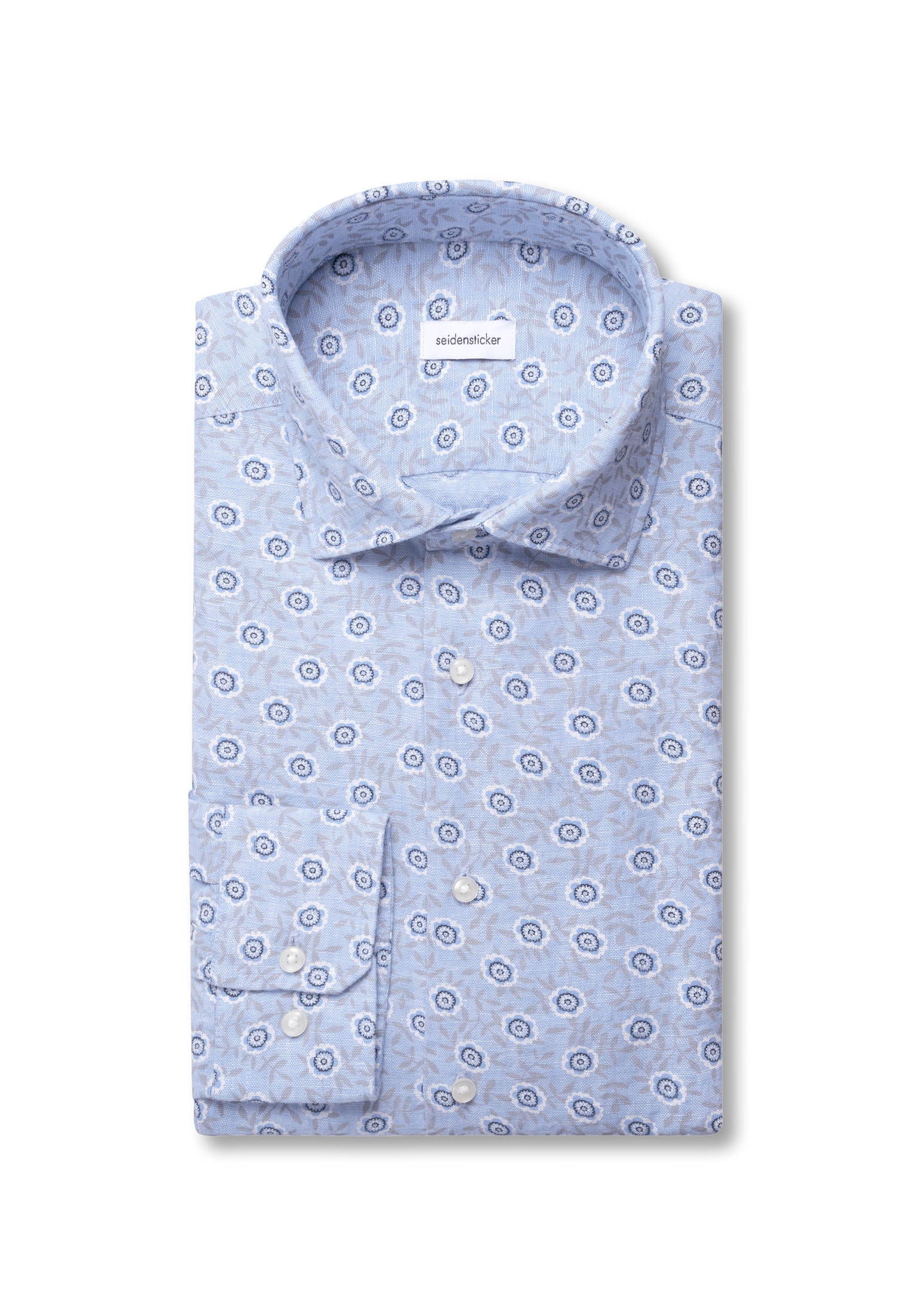 seidensticker Leinenhemd »Schwarze Rose« Slim 1/1 Kentkragen Druck