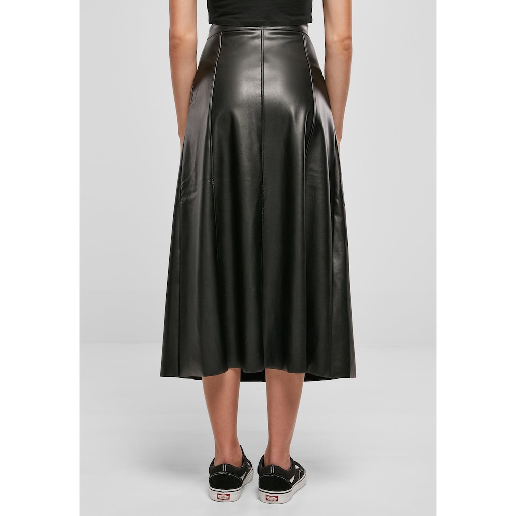 URBAN CLASSICS Sommerrock »Urban Classics Damen Ladies Synthetic Leather Midi Skirt«, (1 tlg.)