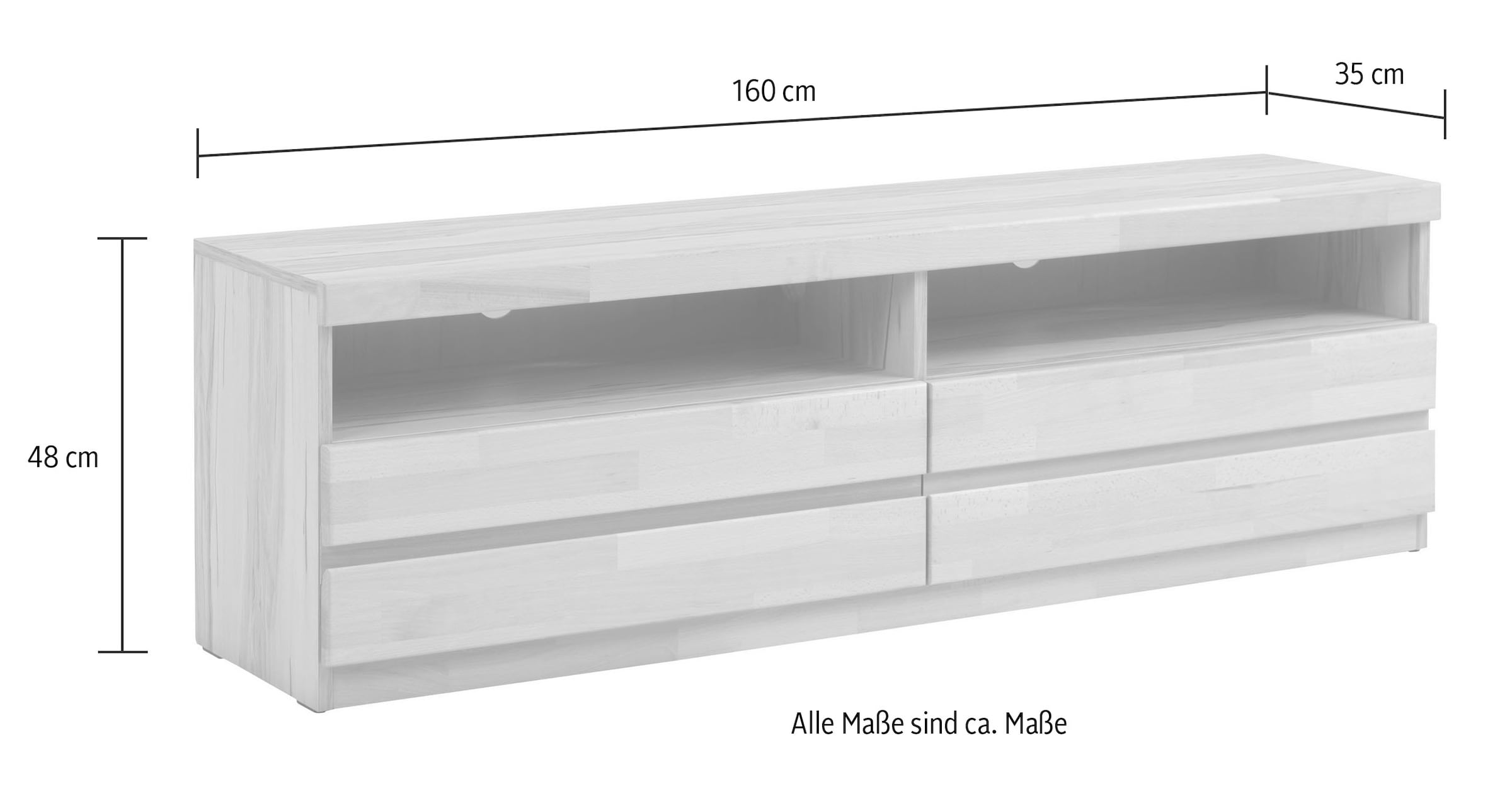 Home affaire Lowboard »OSLO«, Breite ca. 160 cm, Teilmassiv
