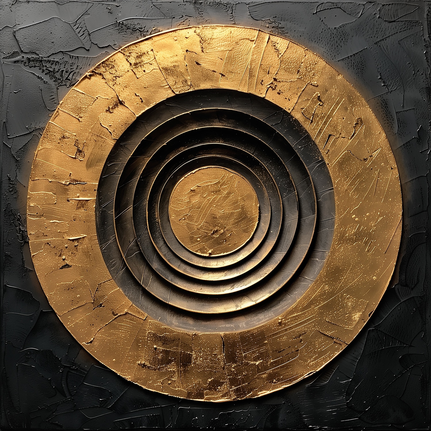 queence Kunstdruck »Goldener Kreis«, Abstrakt-Abstrakte-Formen-Gemälde-Kunst, (1 St.), Premium-Leinwandstoff, Handarbeit aus Deutschland