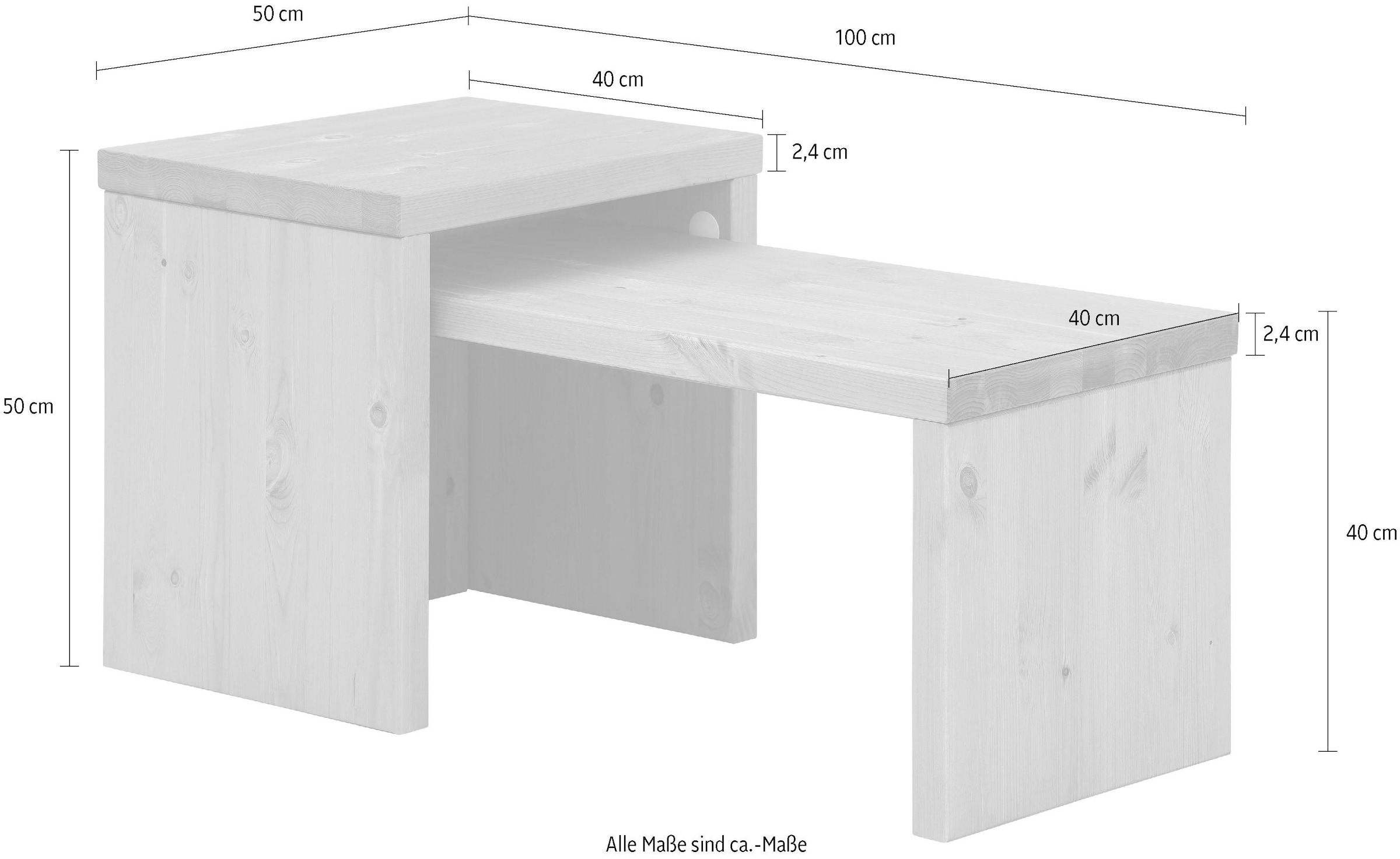 Home affaire Couchtisch »Leinz«, (Set, 2 St.), aus Kiefer, Tischplatten in zwei Stärken erhältlich, Breite 100 cm