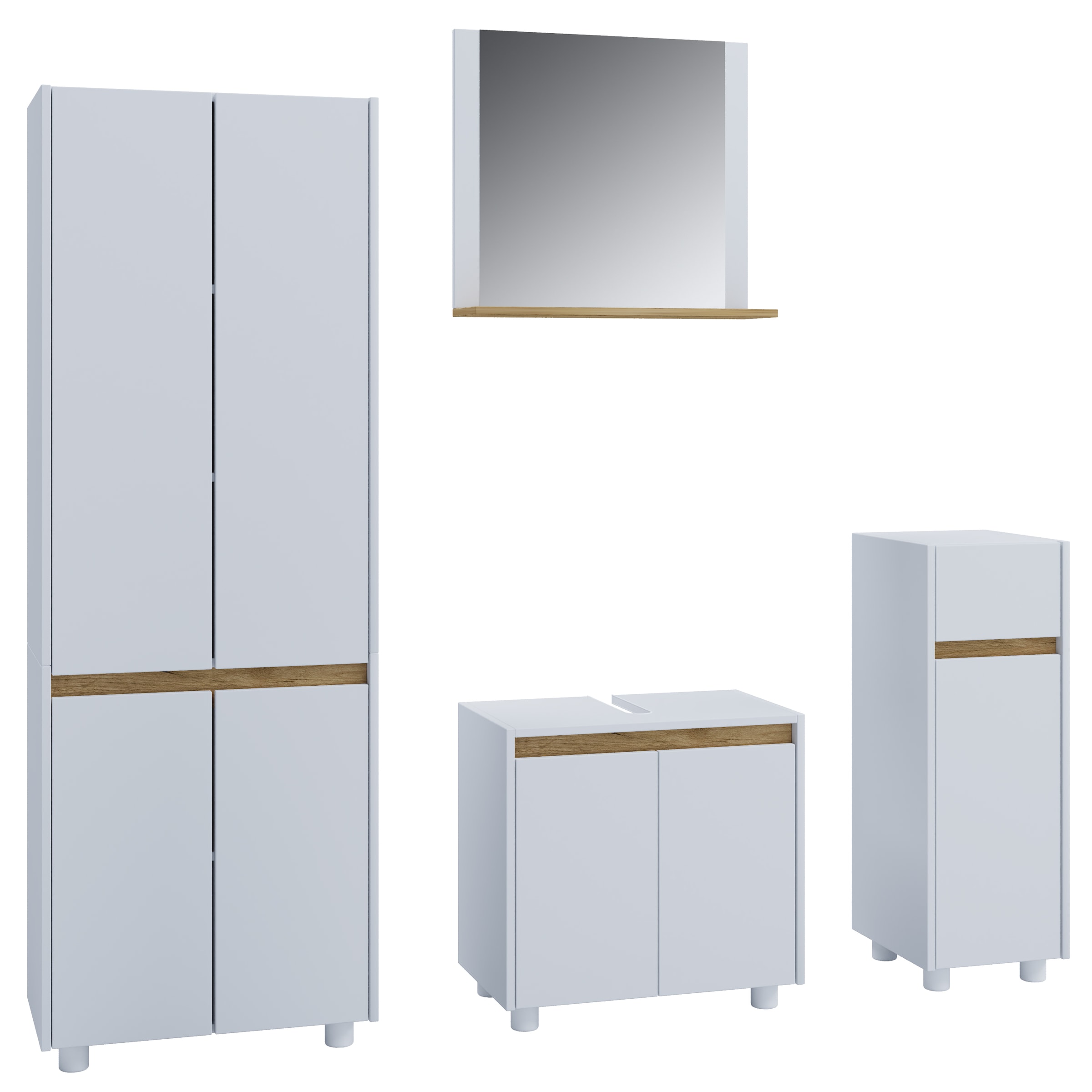 VCM Badmöbel-Set »4-tlg. Badmöbel Set Komplett Badschrank Cosila  L« 4 Stk. tlg.