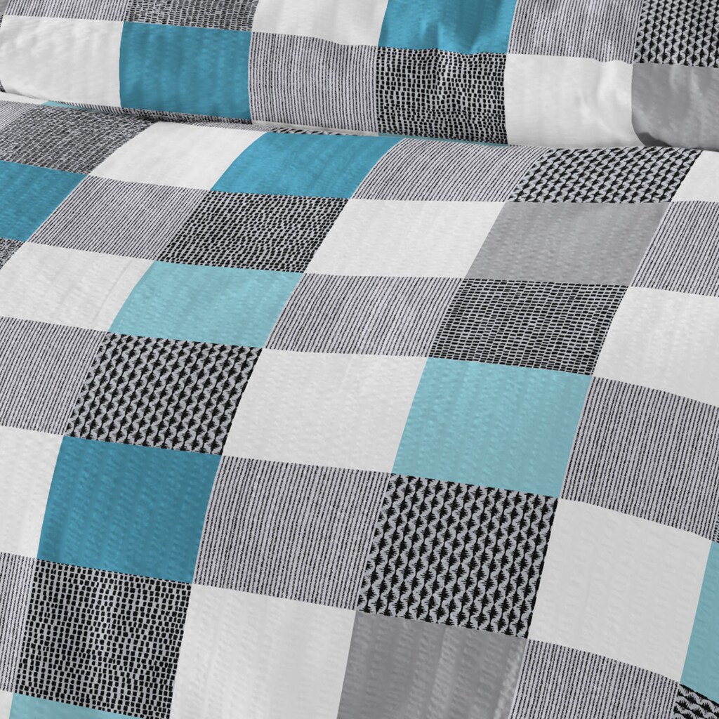 TRAUMSCHLAF Bettwäsche »Karo aqua in Gr. 135x200 oder 155x220 cm«, (2 tlg.)