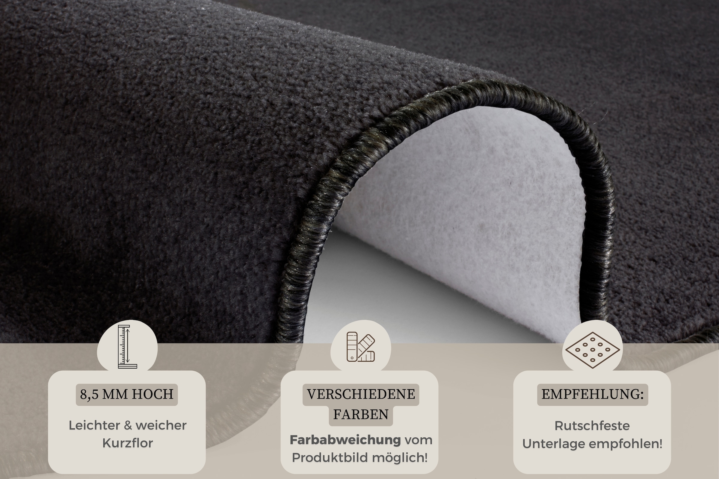 HANSE Home Teppich »Shashi«, rund, 8,5 mm Höhe, Kurzflor, Unifarben, Teppich, Weich, Esszimmer, Kinderzimmer, Flur