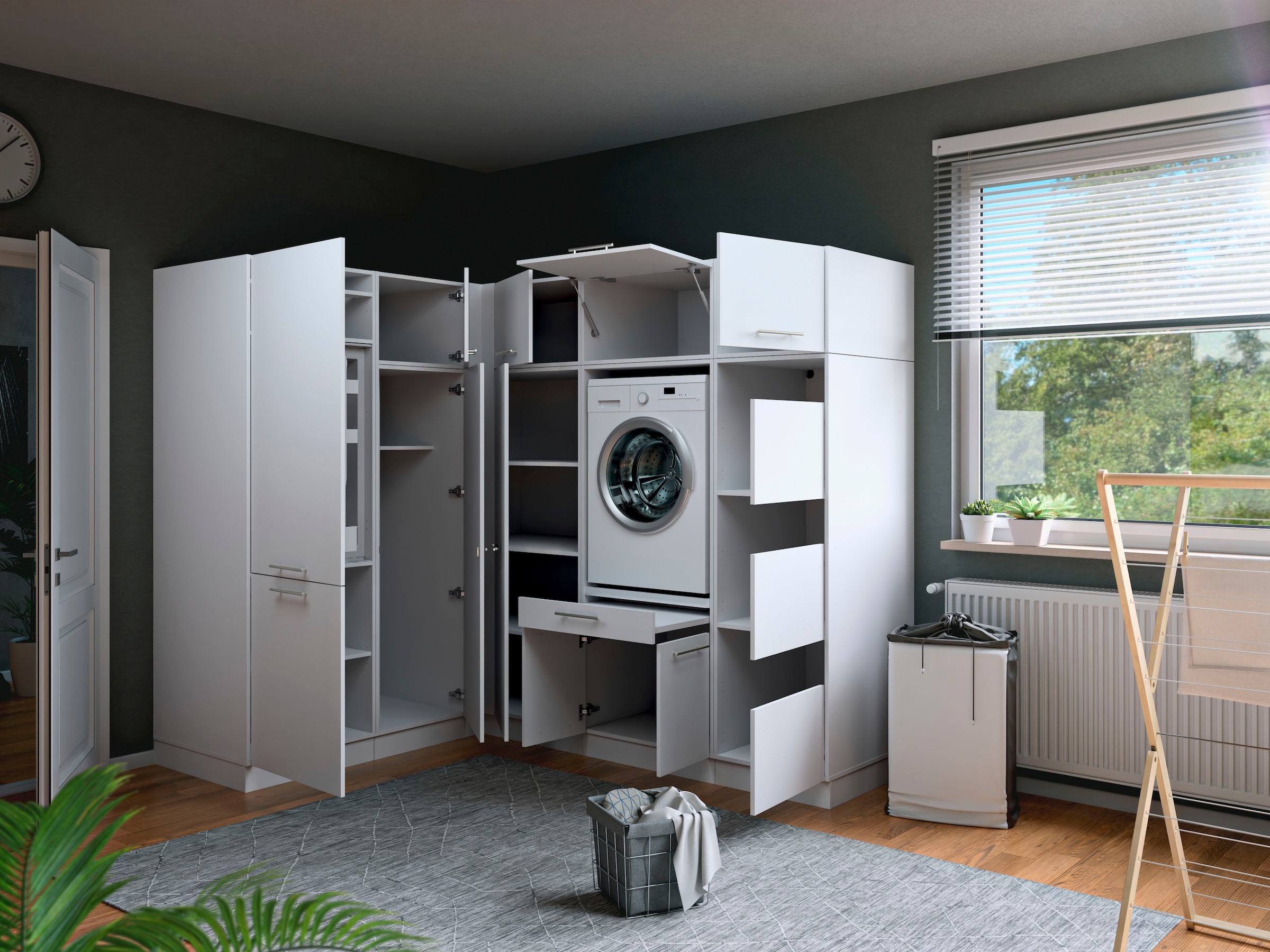 Laundreezy Mehrzweckschrank-Set »Laundreezy, 9-tlg. Mehrzweckschrank-Set B/H/T 218/200/68 cm« 9 Stk. tlg.