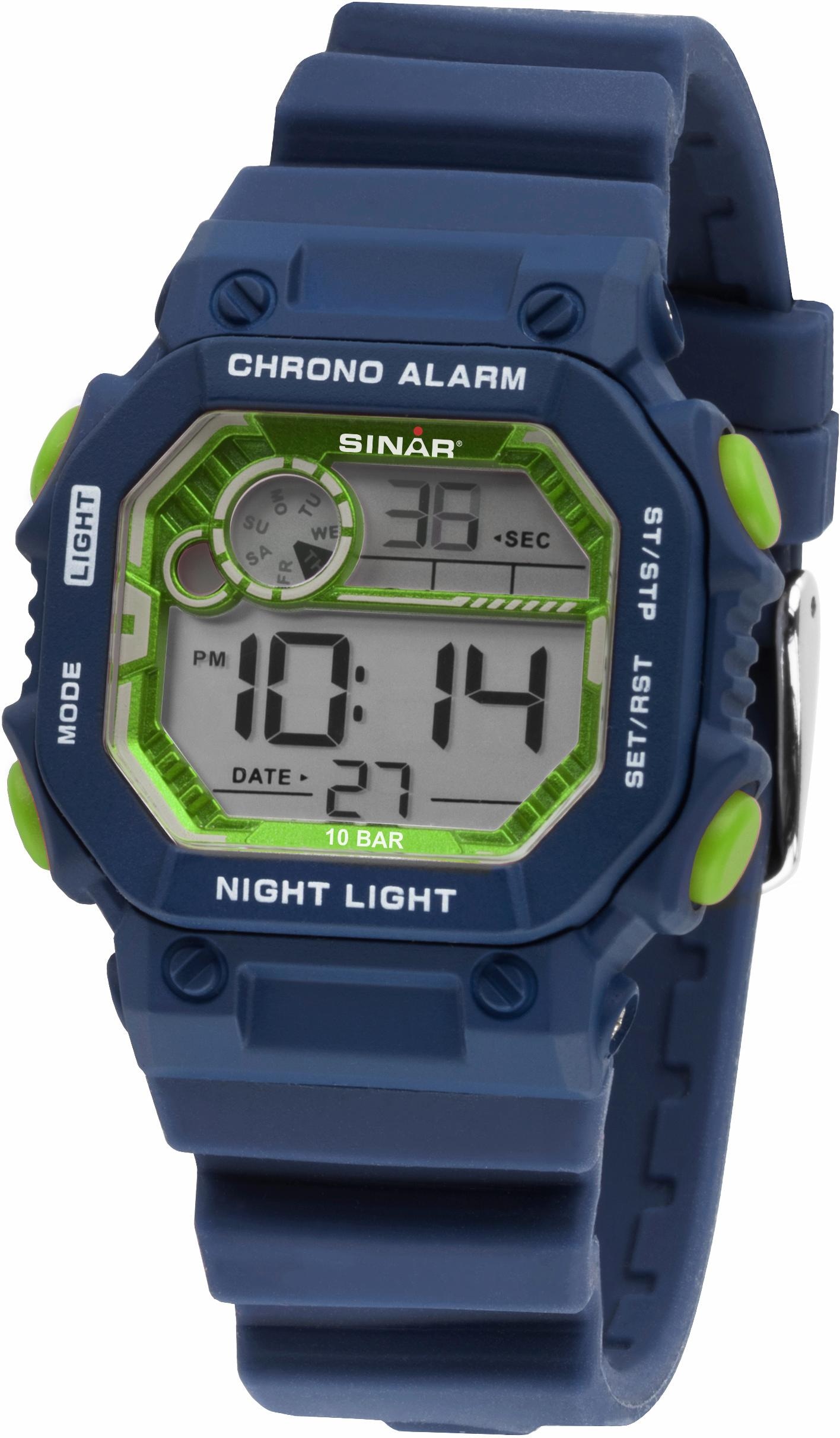 SINAR Chronograph »XE-55-2«, Armbanduhr, Quarzuhr, Kinderuhr, digital, Datum, Stoppfunktion