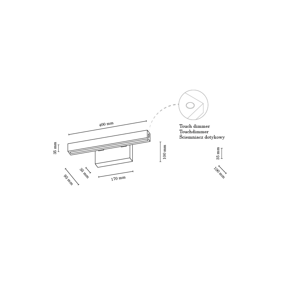 bestellen SPOT 1 24V-LED- Dimmer, | integriertem Eichenholz »SMAL«, Touch edlem mit BAUR Light Modul, mit Wandleuchte flammig-flammig, aus