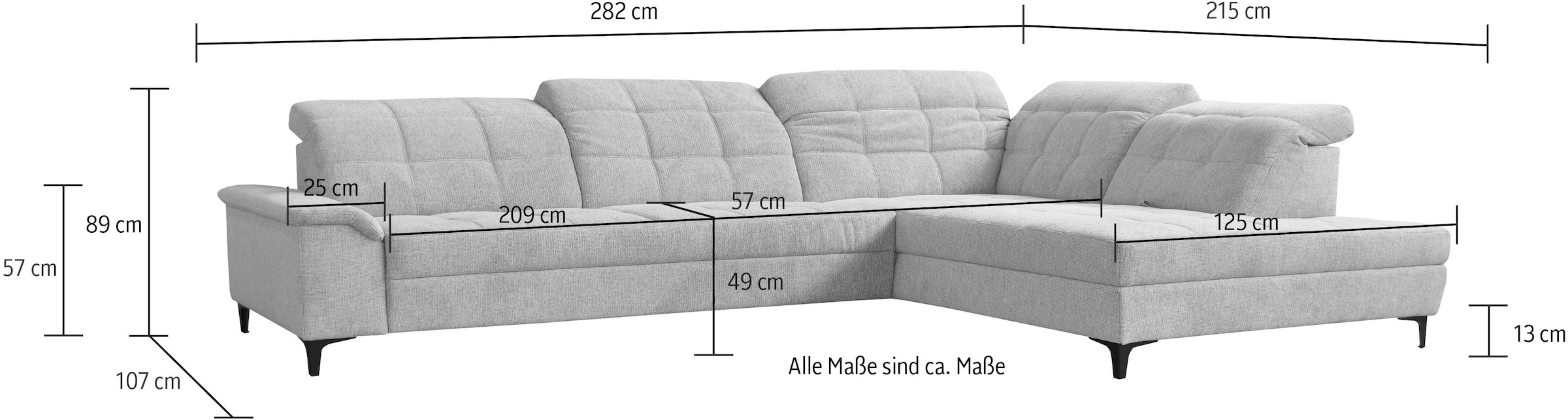 alina Ecksofa »Andra«, inkl. Rückenlehnenverstellung, wahlweise mit Sitzvorzug
