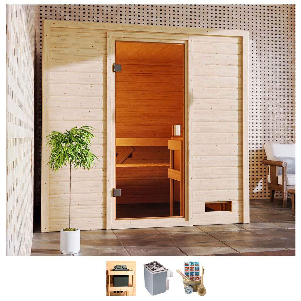 welltime Sauna »Ricky«, 4,5-kW-Ofen mit int. Steuerung