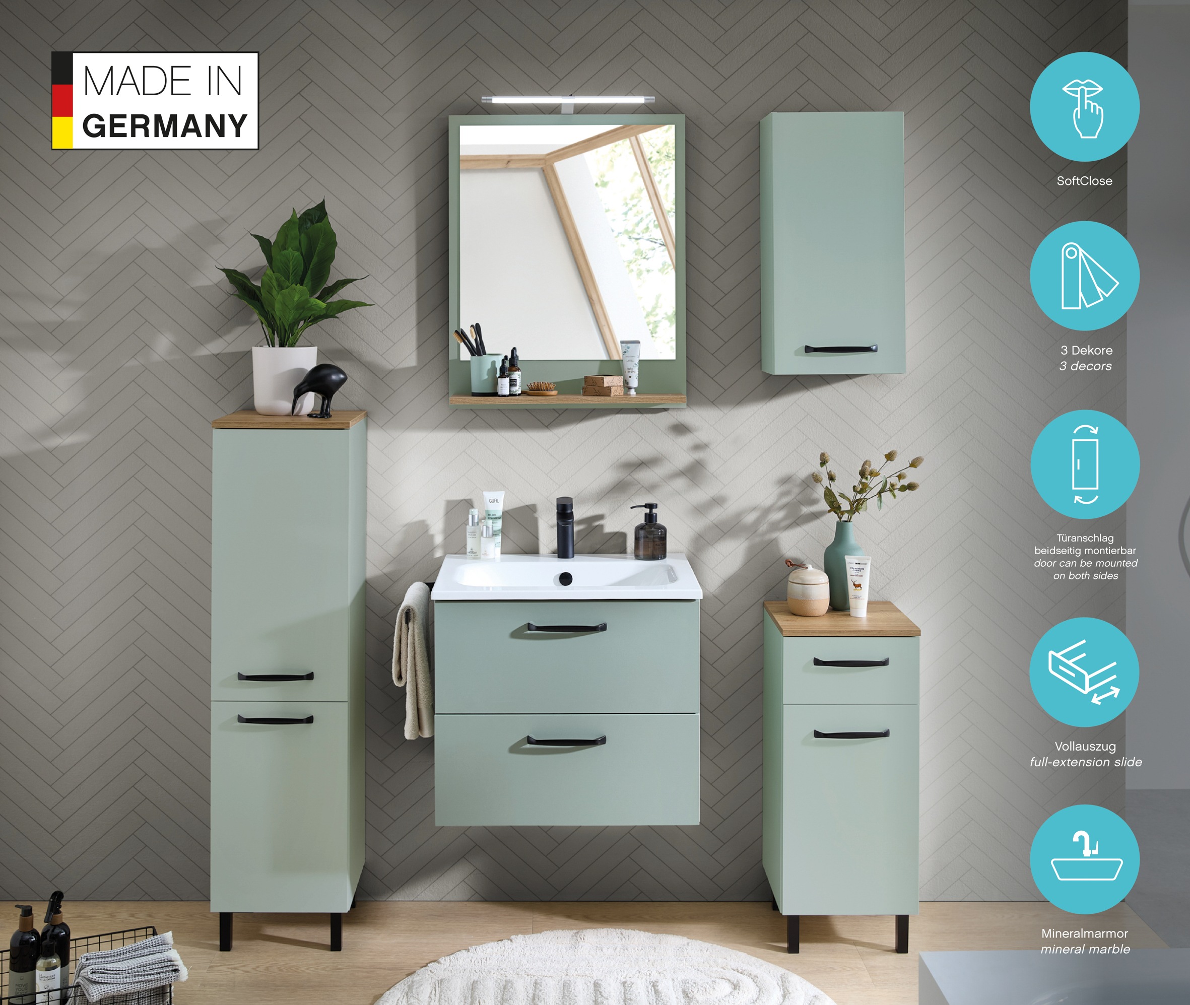 Thumbnail - Saphir Unterschrank "Quickset 500, Badschrank 32,4 cm, 1 Tür und 1 Schublade"