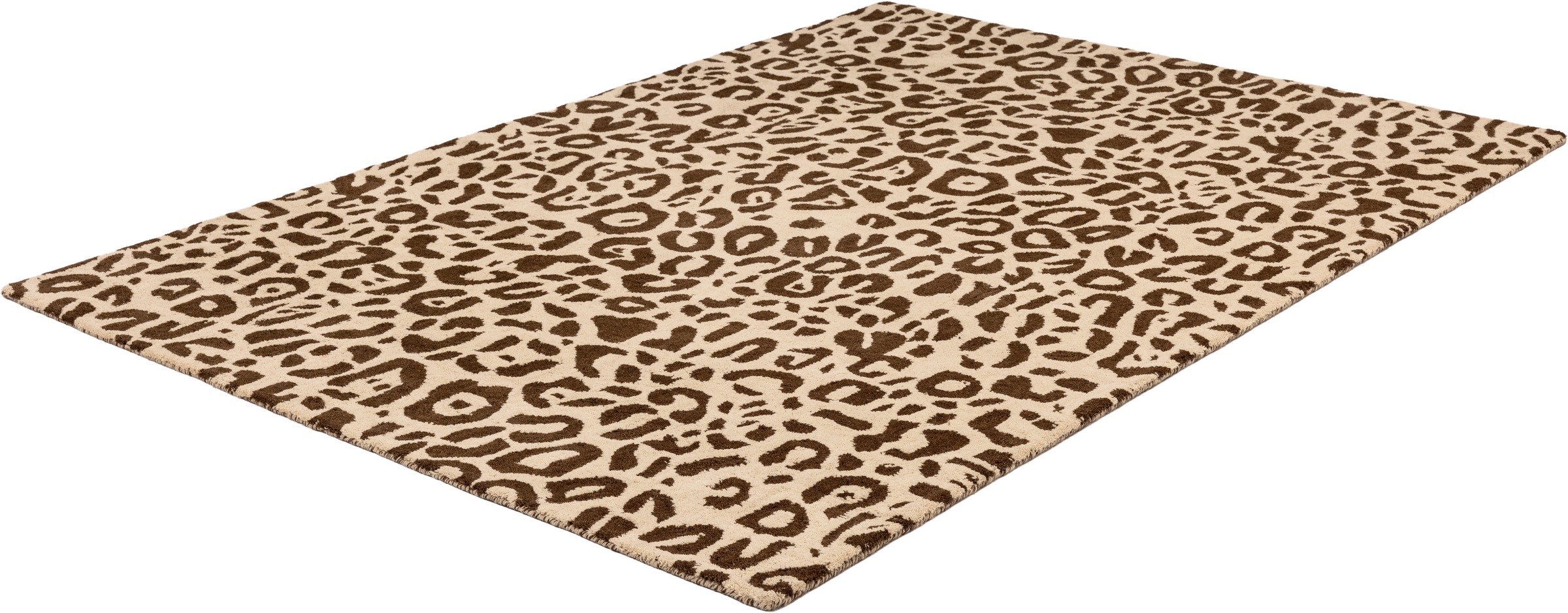 Wollteppich OTTO HOME "Gabbo Leo, Leopardenmuster, handgearbeitet", sand, B:160cm H:14mm L:220cm, Wolle, Teppiche, reine Wolle, Uni, Wohnzimmer, Schlafzimmer, Esszimmer 3